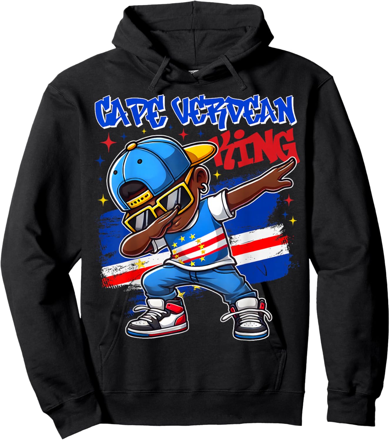 Cape Verdean King Dabbing Cape Verde Flag Pride for Kids Hoodie - Hoodie | Black