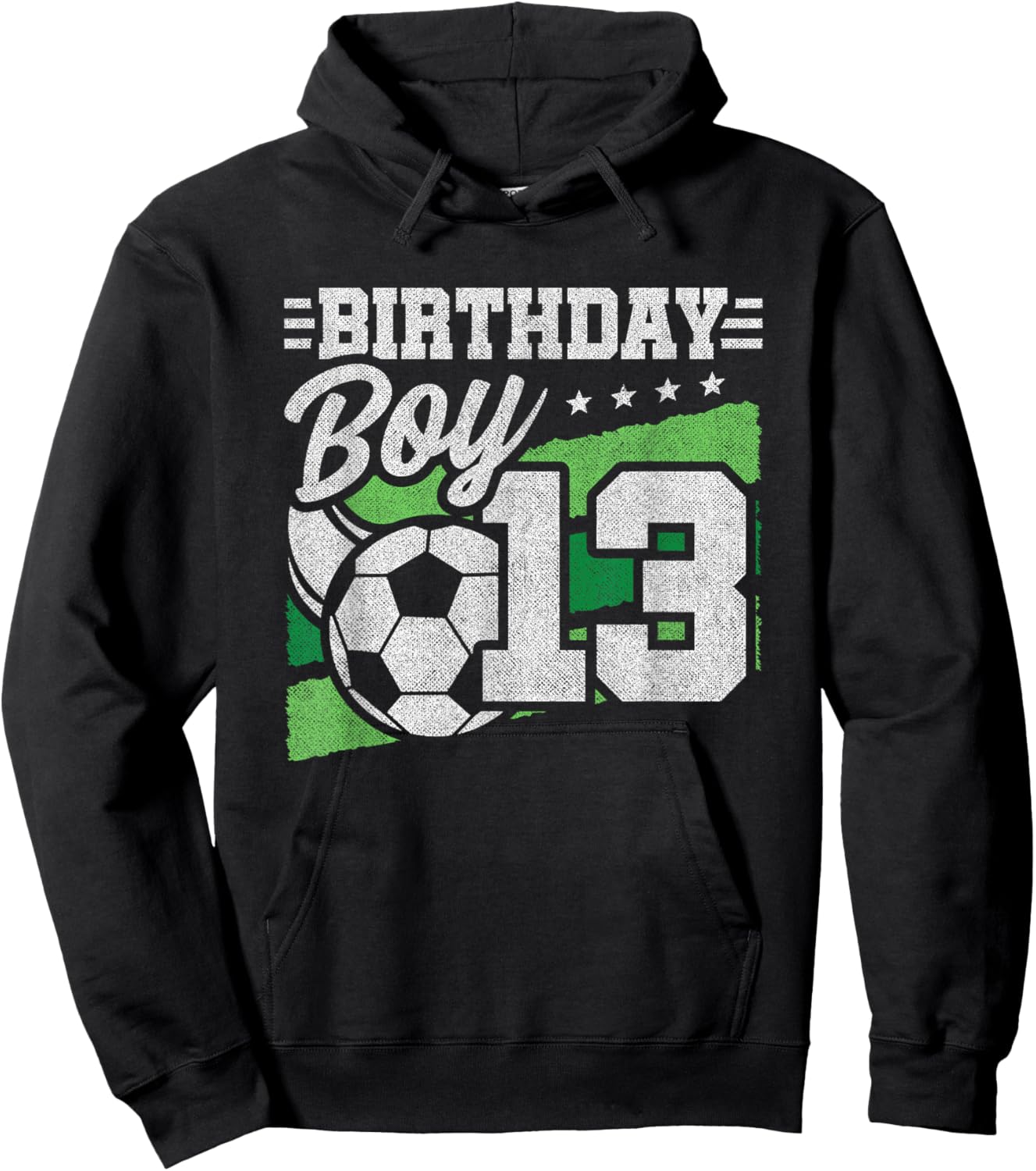 13 Year Old Soccer Birthday - Boys 13th Birthday Soccer Hoodie - Hoodie | Black