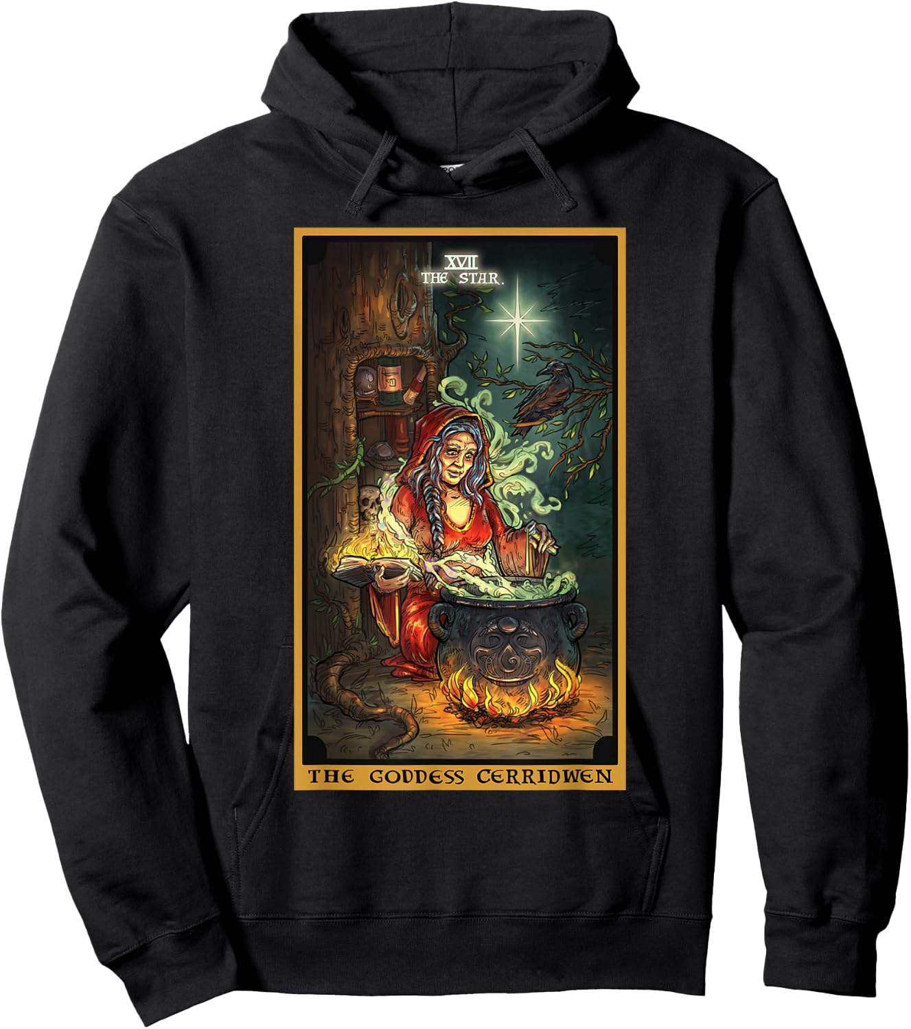 The Goddess Cerridwen The Star Tarot Card Wiccan Pagan Witch Hoodie - Hoodie | Black