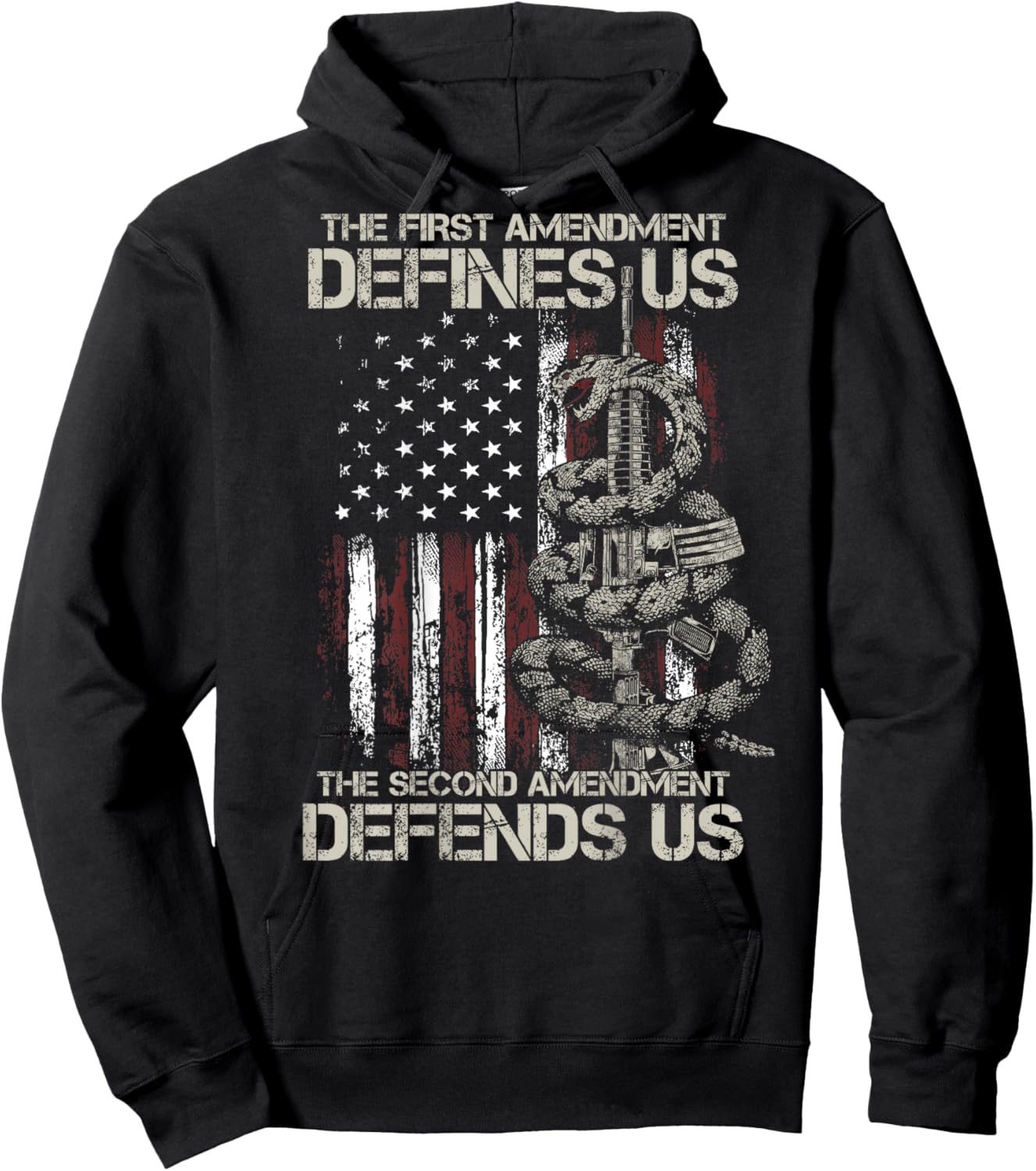 The First Amendment defines us American Flag ON BACK Hoodie - Hoodie | Black