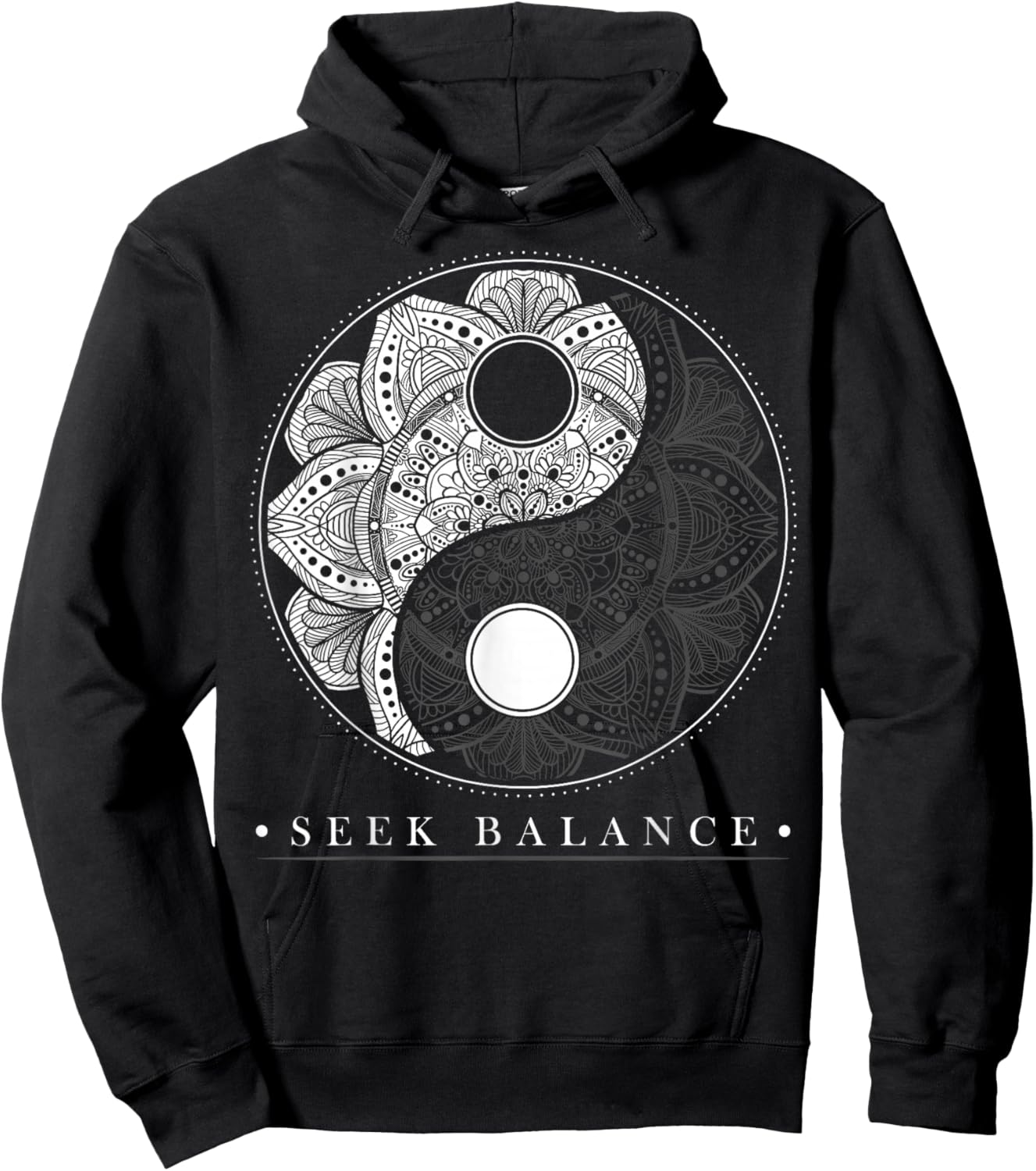 Yin Yang Mandala Seek Balance Native American Shaman Hoodie - Hoodie | Black