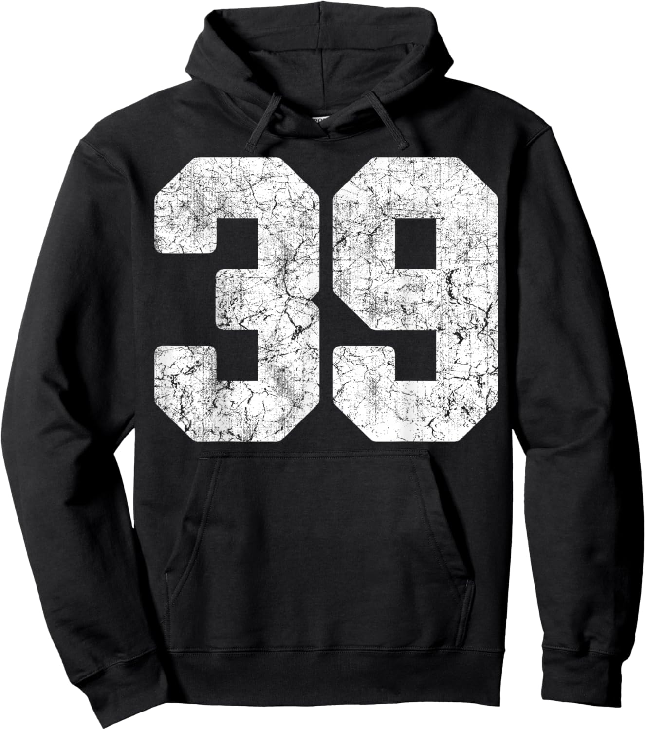 Distressed White Number 39 Jersey Player Uniform #39 Grunge Hoodie - Hoodie | Black