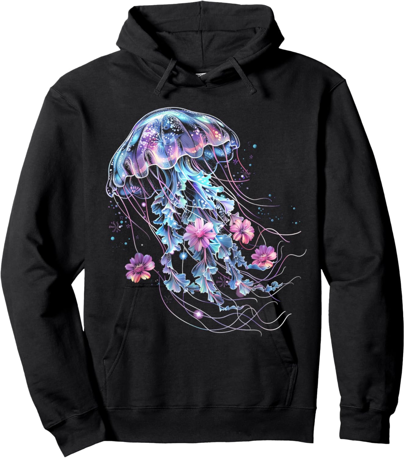 Jellyfish Flowers Vintage Floral Scuba Diving Surf Hoodie - Hoodie | Black