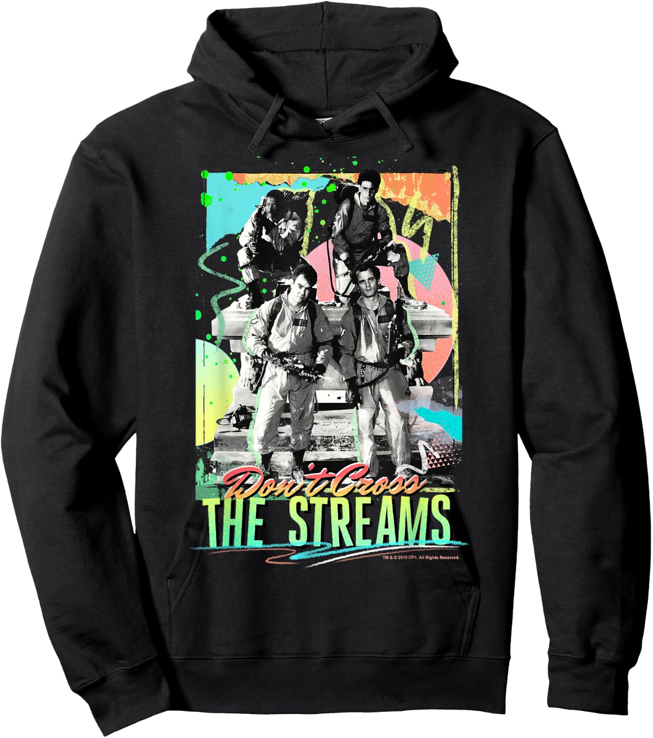 Ghostbusters Don't Cross The Streams Retro Neon Poster Hoodie - Hoodie | Black