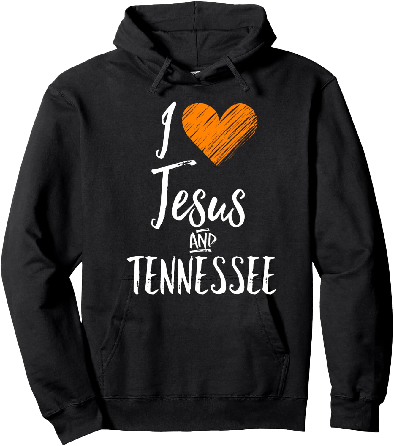 I Love Jesus And Tennessee Shirt Orange Heart Cute Fan Gift Hoodie - Hoodie | Black