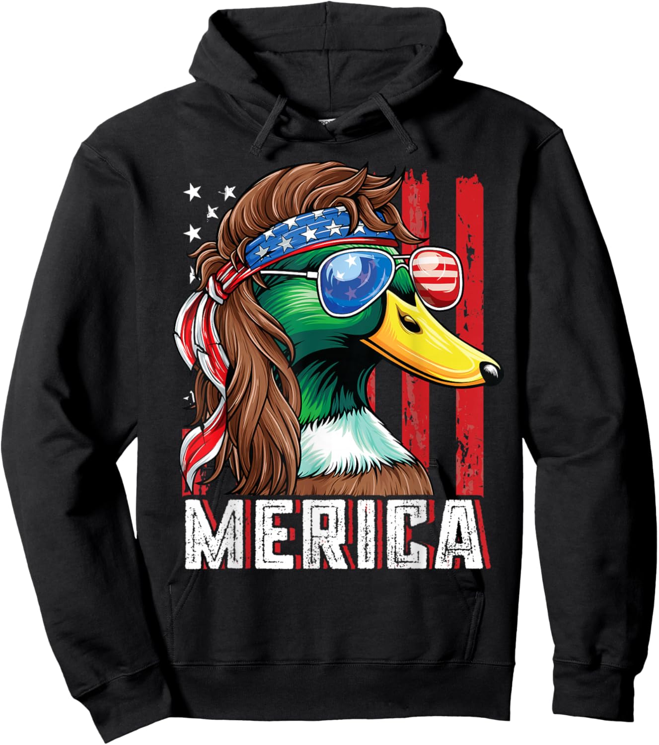 Duck Hunter Shirt USA Flag Merica Funny Waterfowl Hunting Hoodie - Hoodie | Black