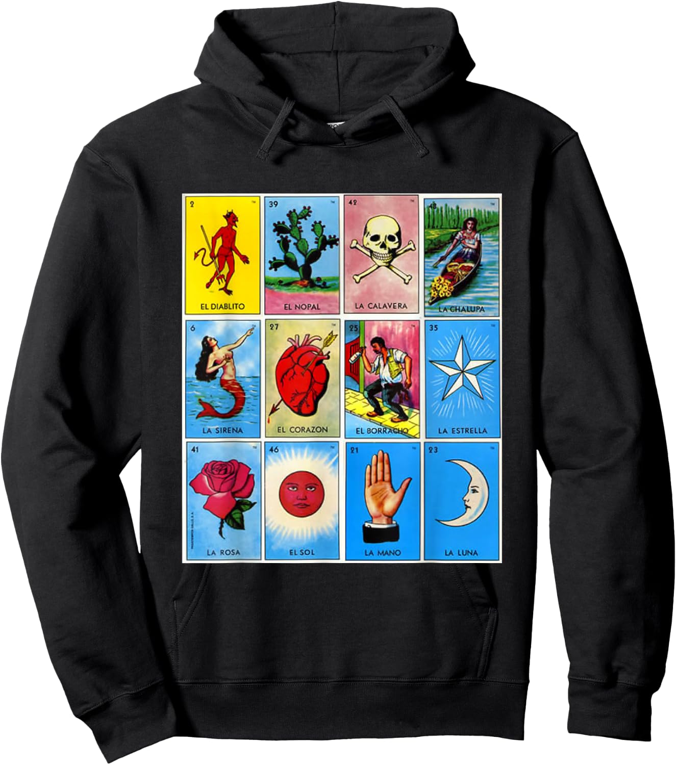 Mexican bingo card Hoodie - Hoodie | Black