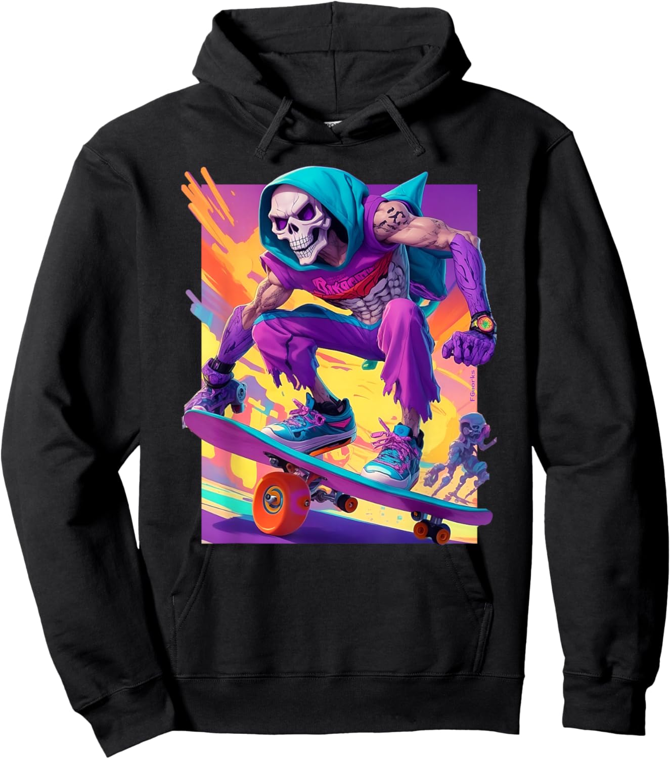 Skateboard Skeletor Graphic Hoodie - Hoodie | Black