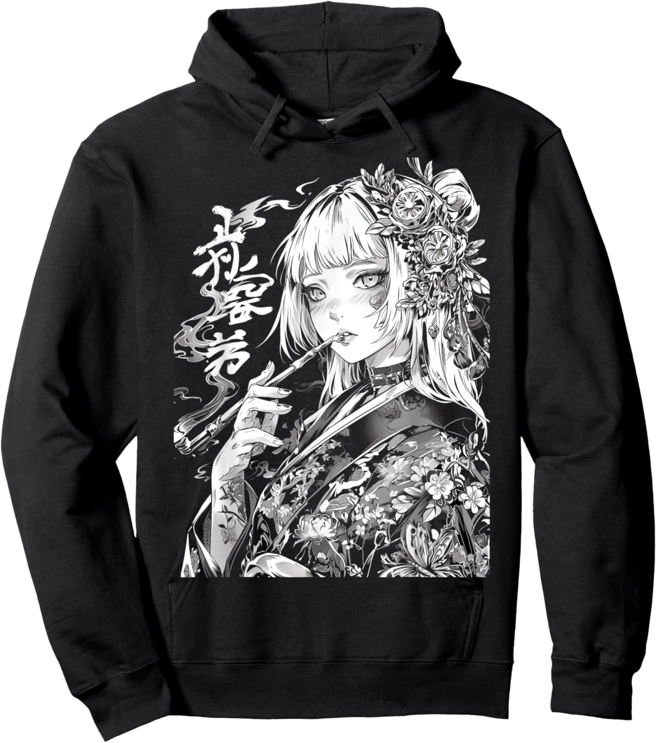 Waifu Anime Horror Girl Aesthetic Hoodie - Hoodie | Black