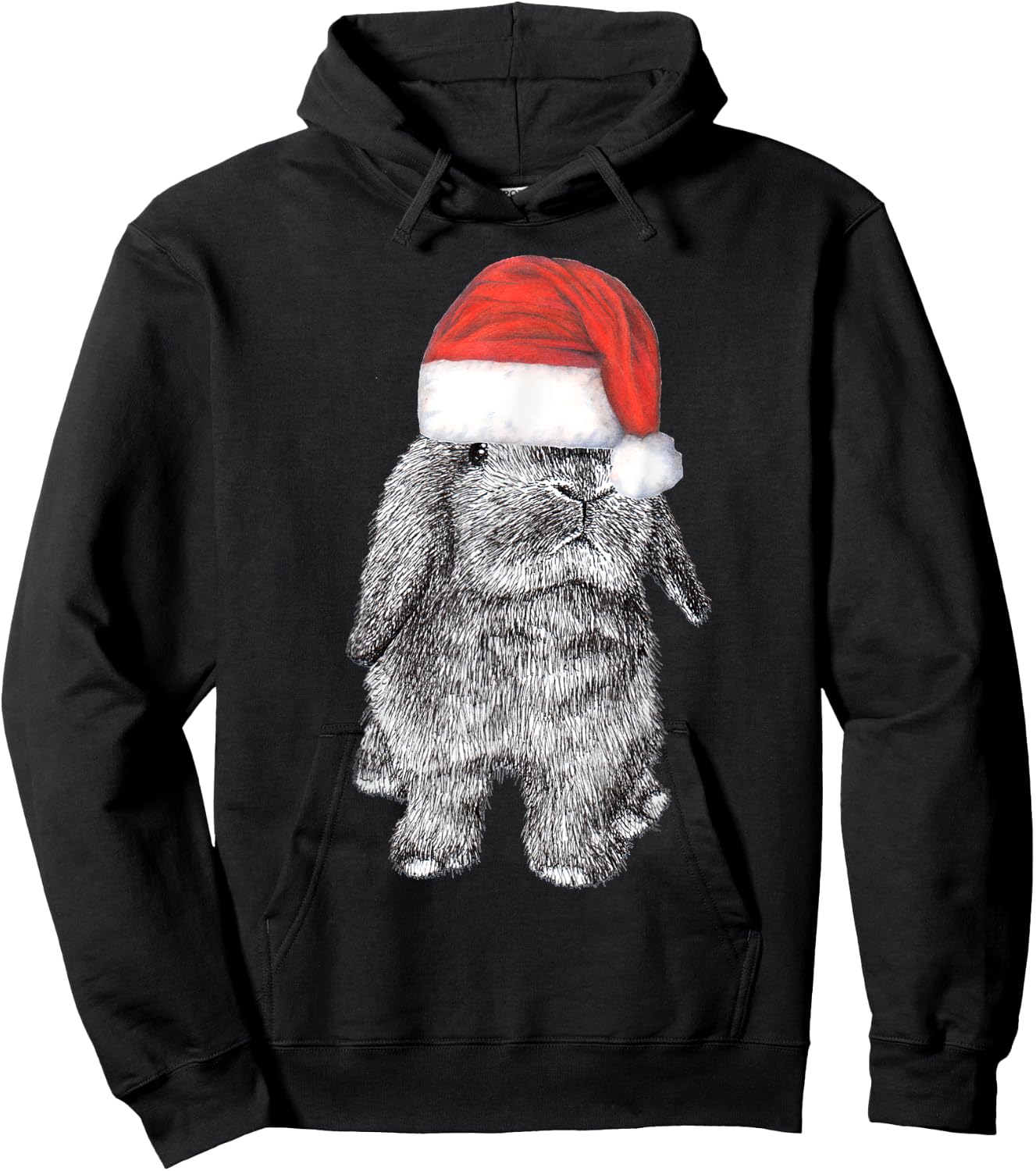 Lop Eared Bunny Rabbit In Santa Claus Christmas Hat Hoodie - Hoodie | Black