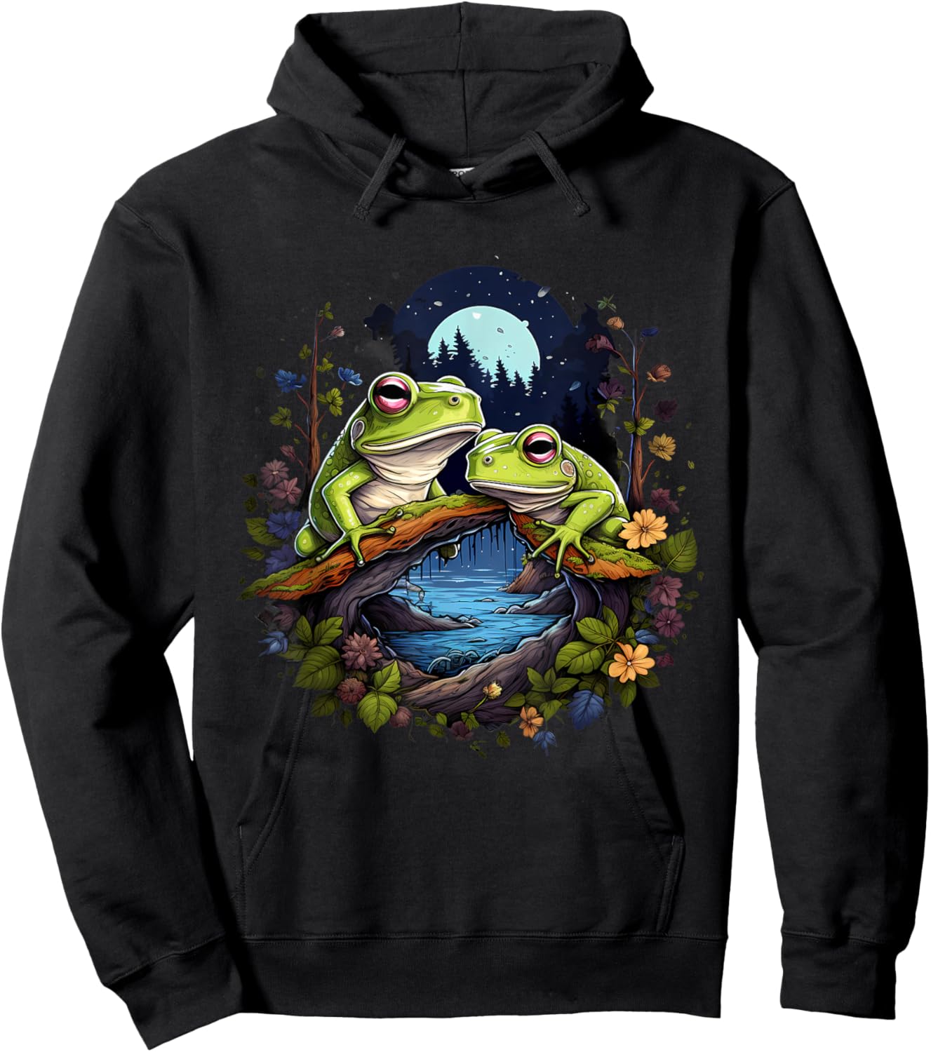 Frog Artwork Nature Forest Animal Lovers Wildlife Toad Hoodie - Hoodie | Black