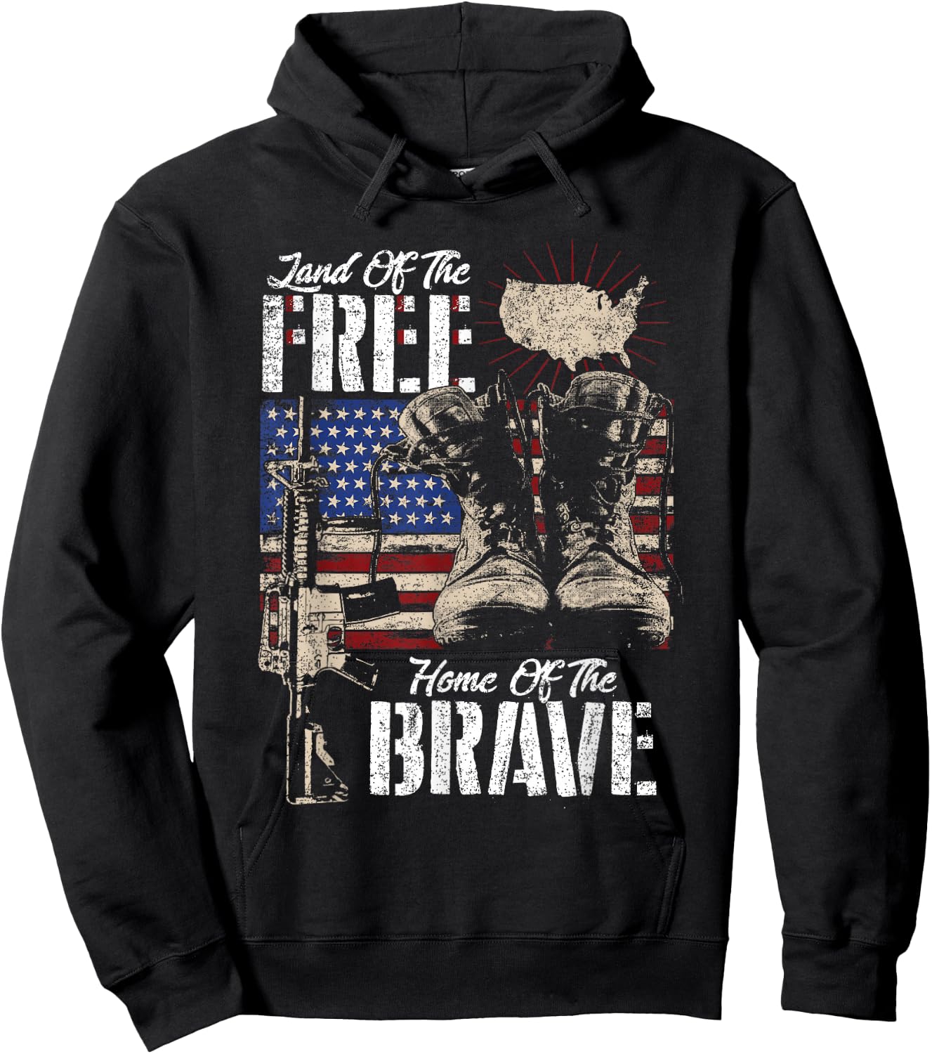 Land of the Free House of the Brave Veteran of the US Army Hoodie - Hoodie | Black