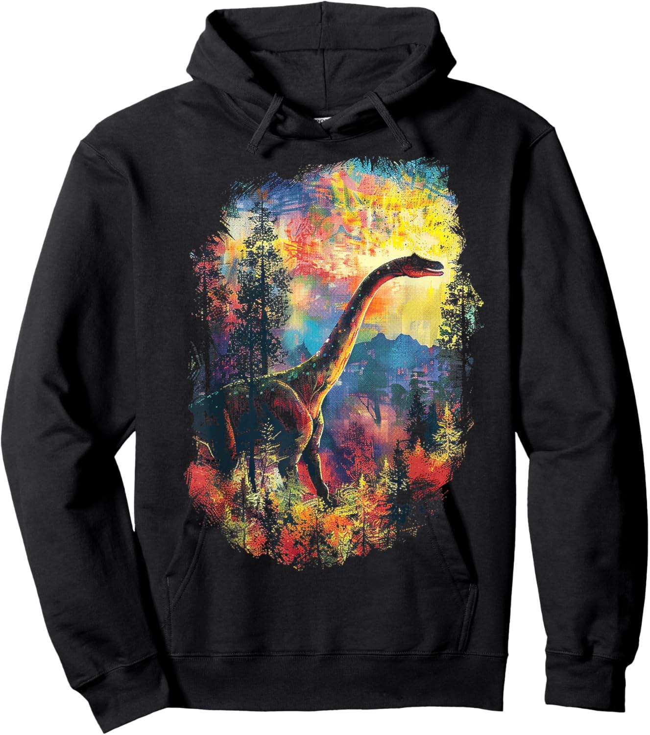Apatosaurus Dinosaur Motif Artwork Apatosaurus Hoodie - Hoodie | Black