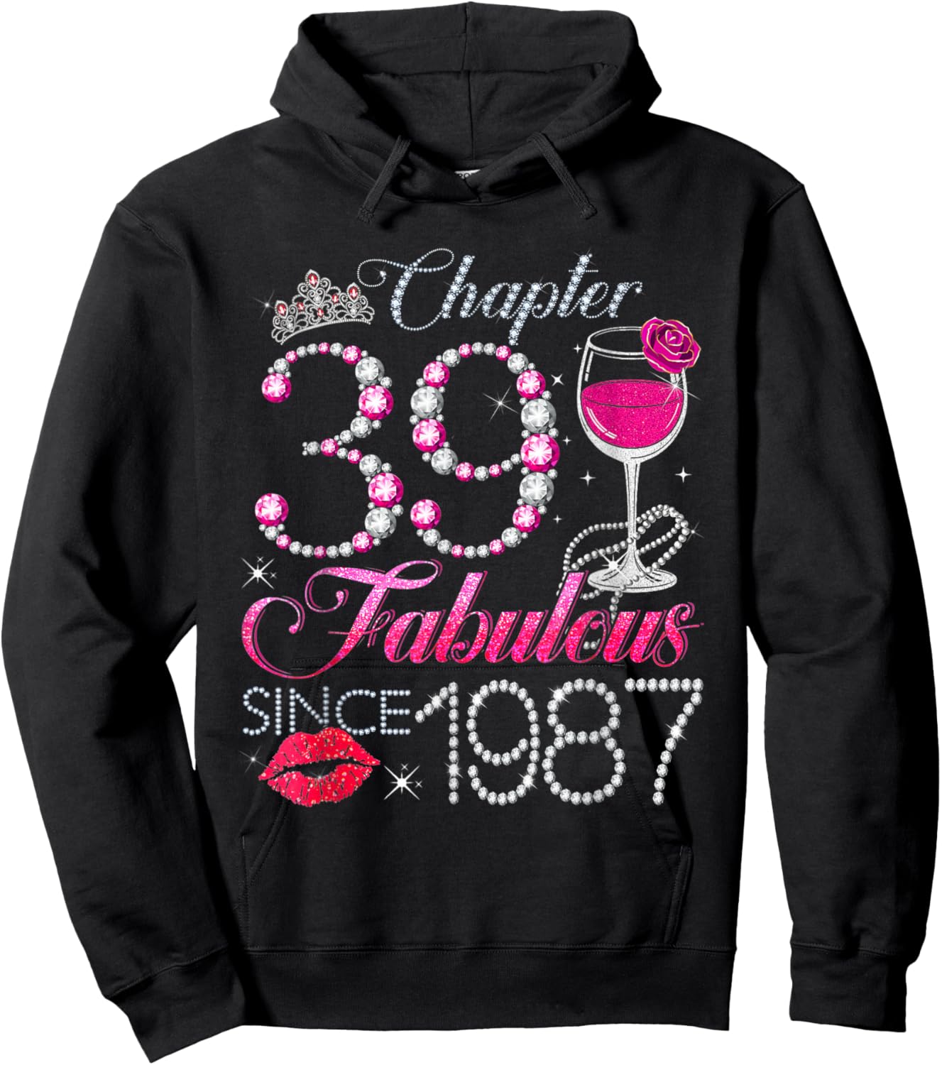 Chapter 39 Fabulous Since 1987 39th Birthday Queen Diamond Hoodie - Hoodie | Black