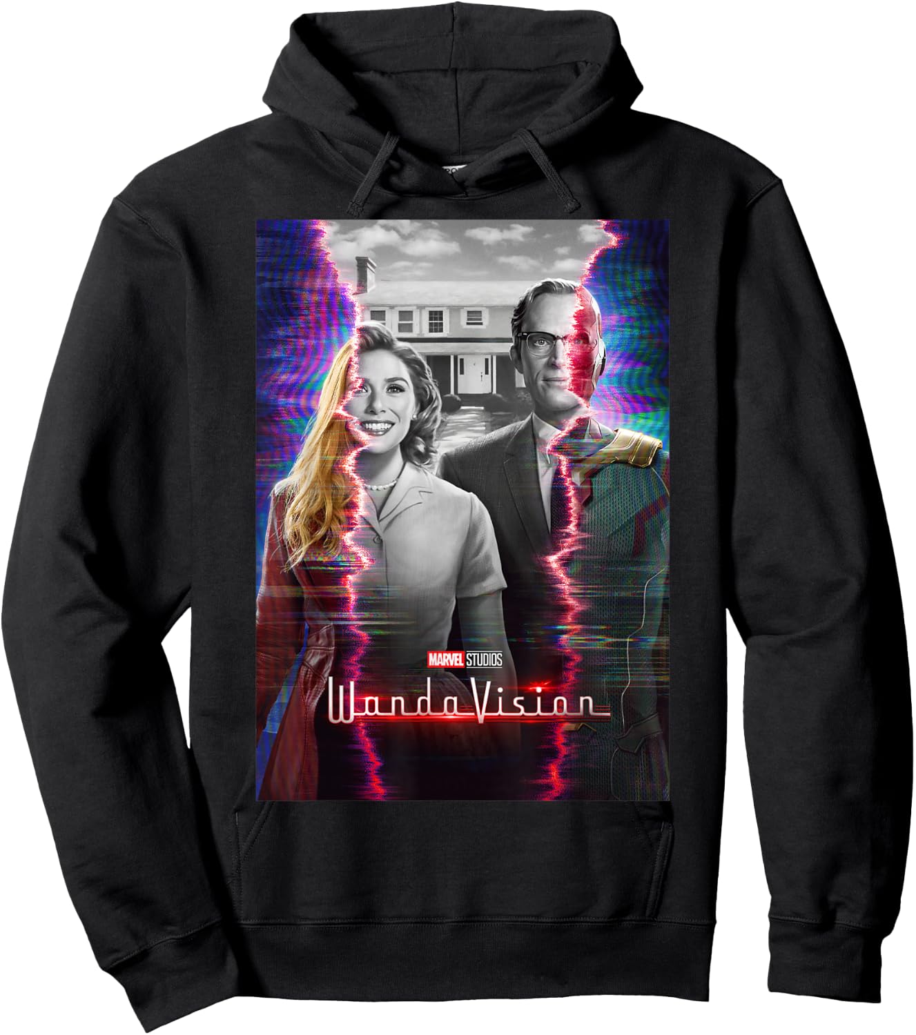 Marvel WandaVision Scarlett with & Vision Glitch Poster Hoodie - Hoodie | Black