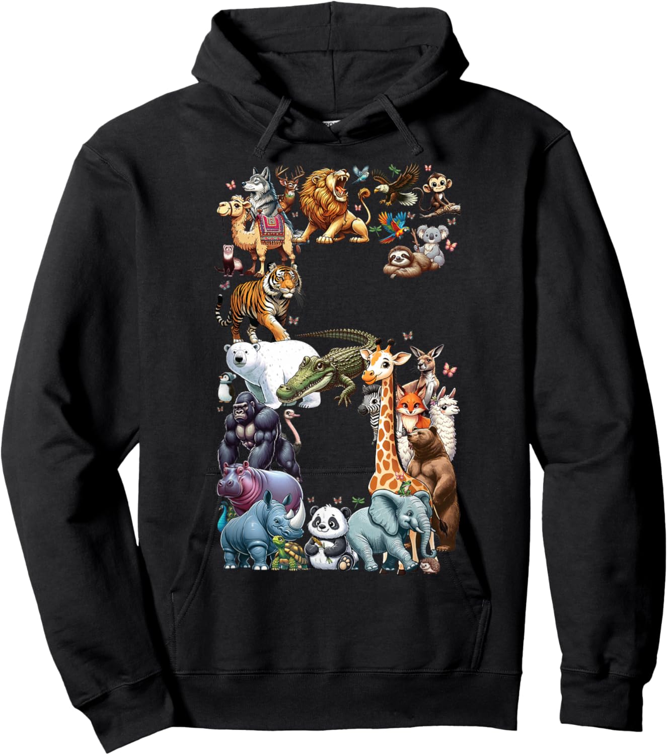 6. Geburtstag 6 Jahre alt Zoo Tiere Wildlife Safari Dschungel Hoodie - Hoodie | Black