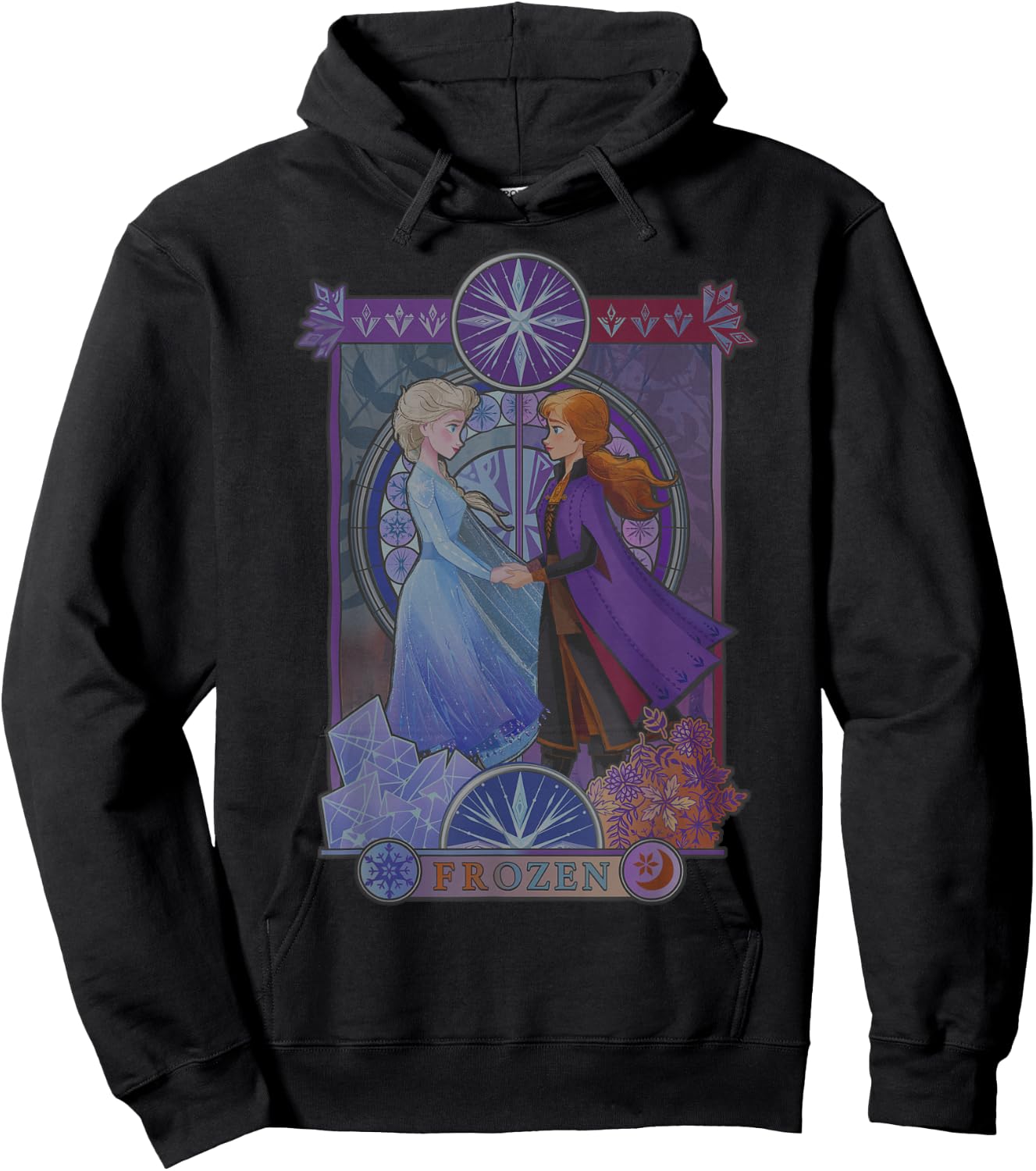 Disney Frozen 2 Elsa Anna Split Geometric Poster Hoodie - Hoodie | Black