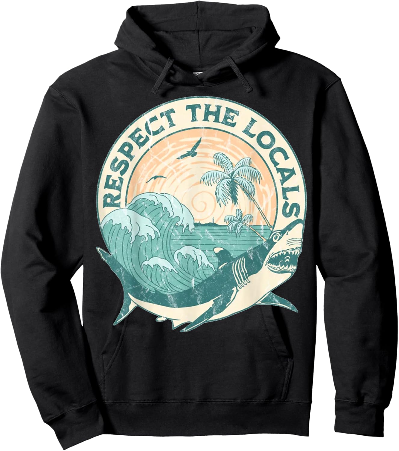 Respect The Locals Shark Scuba Safe Sharks Wave Sufing Beach Hoodie - Hoodie | Black