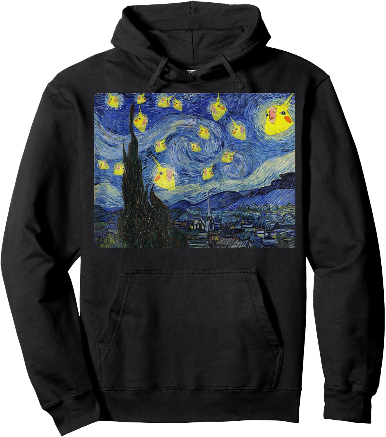 Screaming Cockatiel Birb Memes Bird Parrot Starry Night Hoodie - Hoodie | Black