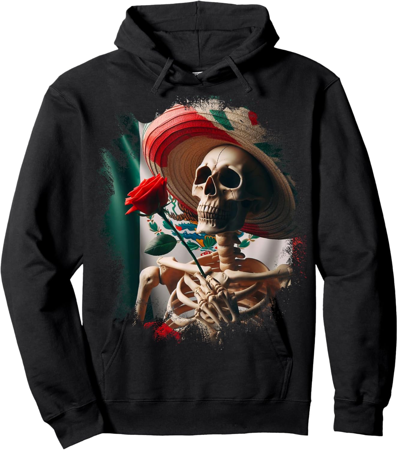 Mexico Gift Rose Tijuana Mexican Hispanic Pride Poncho Hoodie - Hoodie | Black