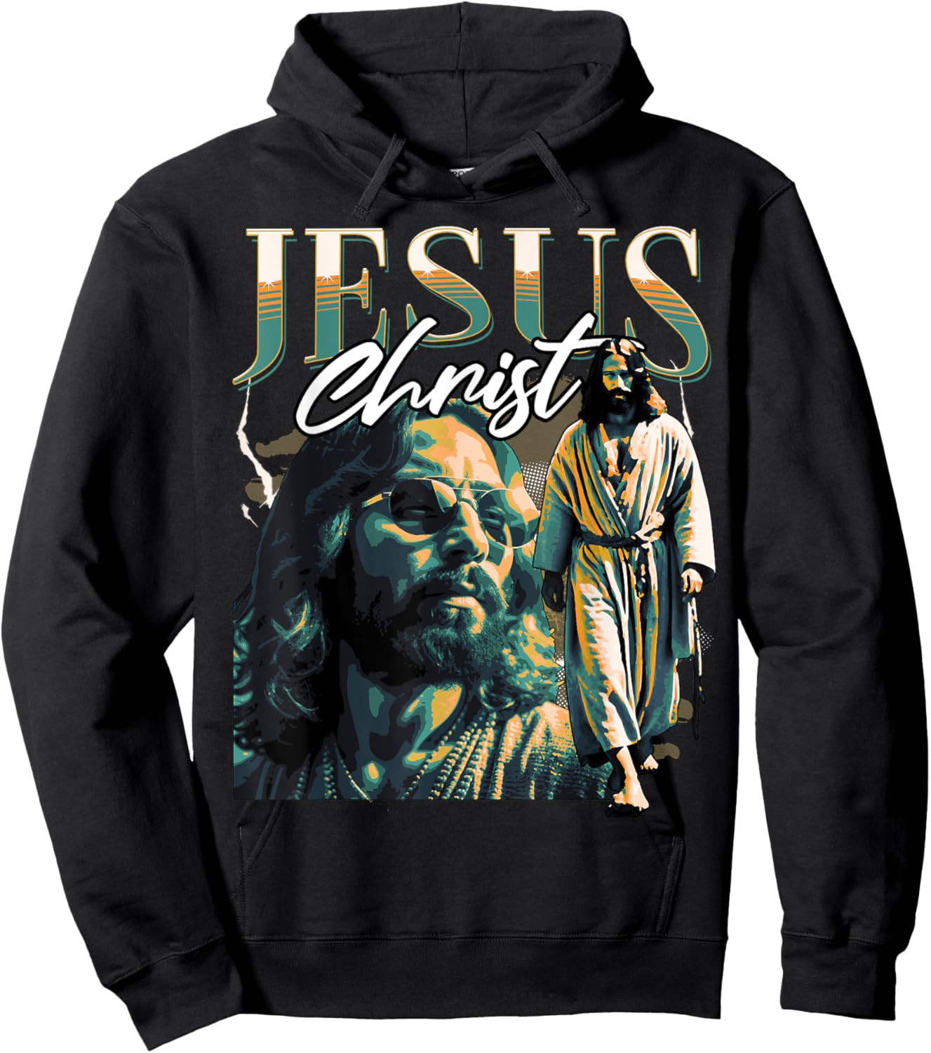 Jesus Christ Meme Retro 90s Bootleg Rap Merch Style Hoodie - Hoodie | Black