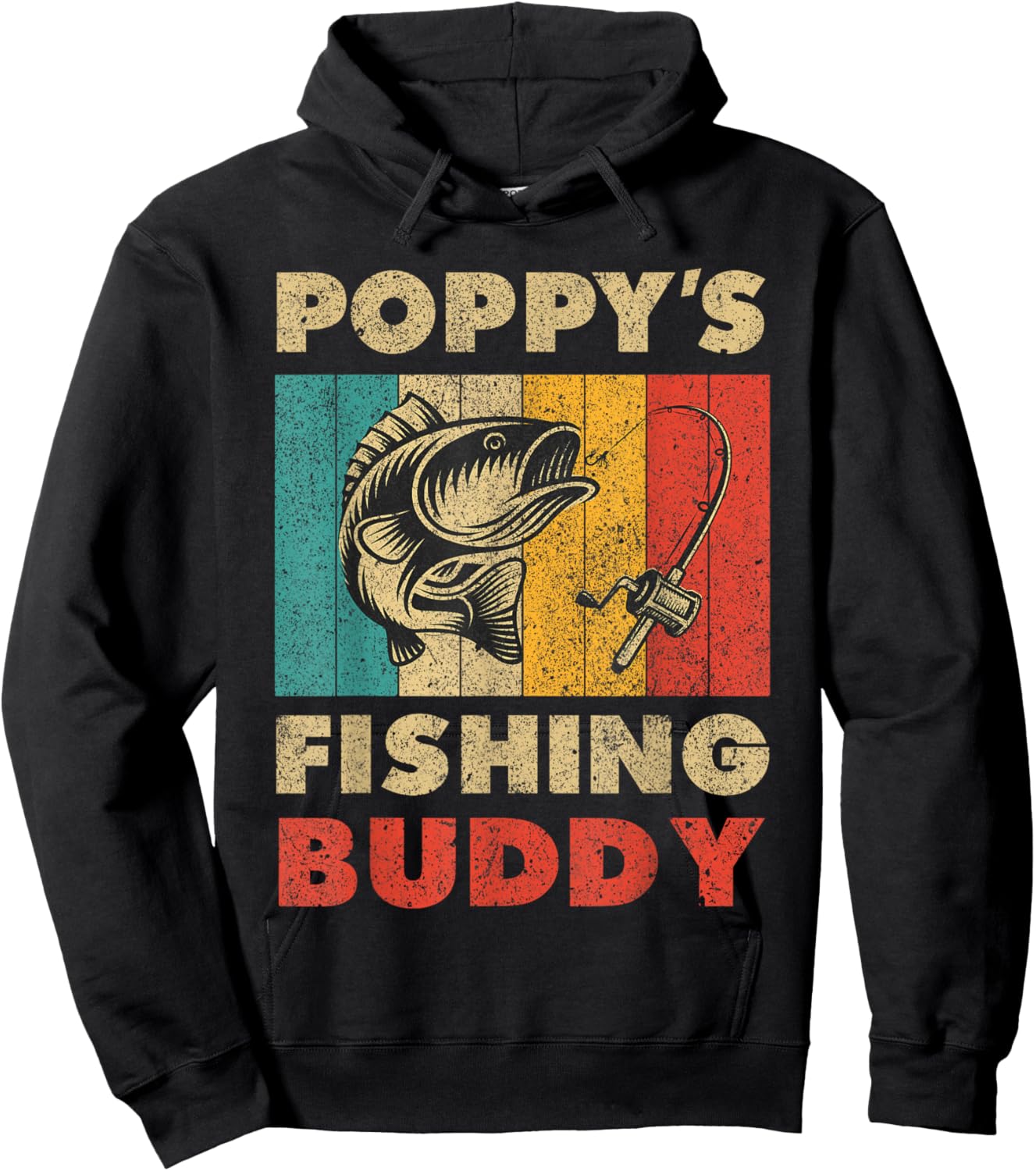 Funny Fishing Poppy's Fishing Buddy Vintage Fishing Hoodie - Hoodie | Black