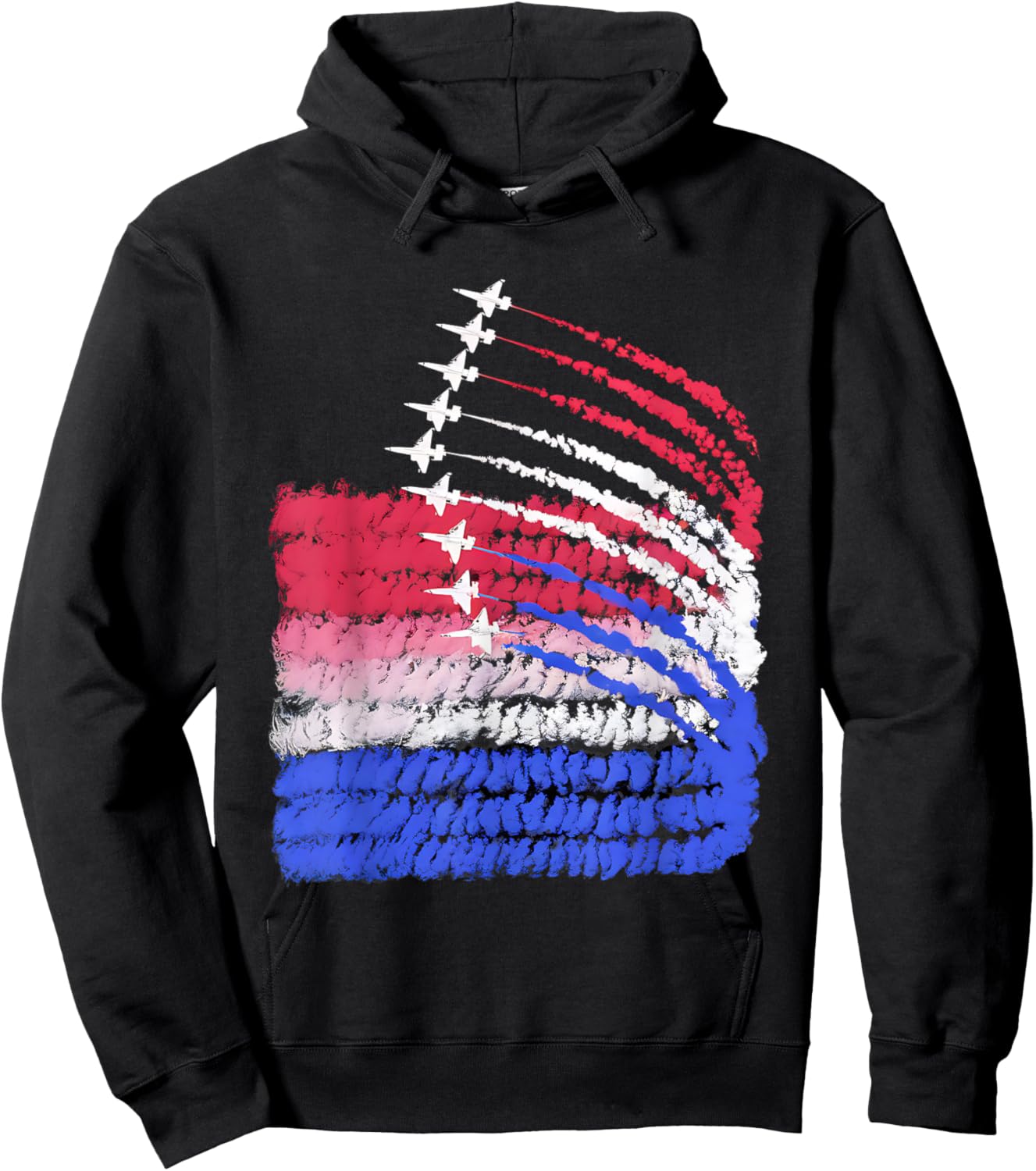USA Flag Fighter Jets Patriotic Red Blue White 4th of July Women Kids Men Hoodie - Hoodie | Black
