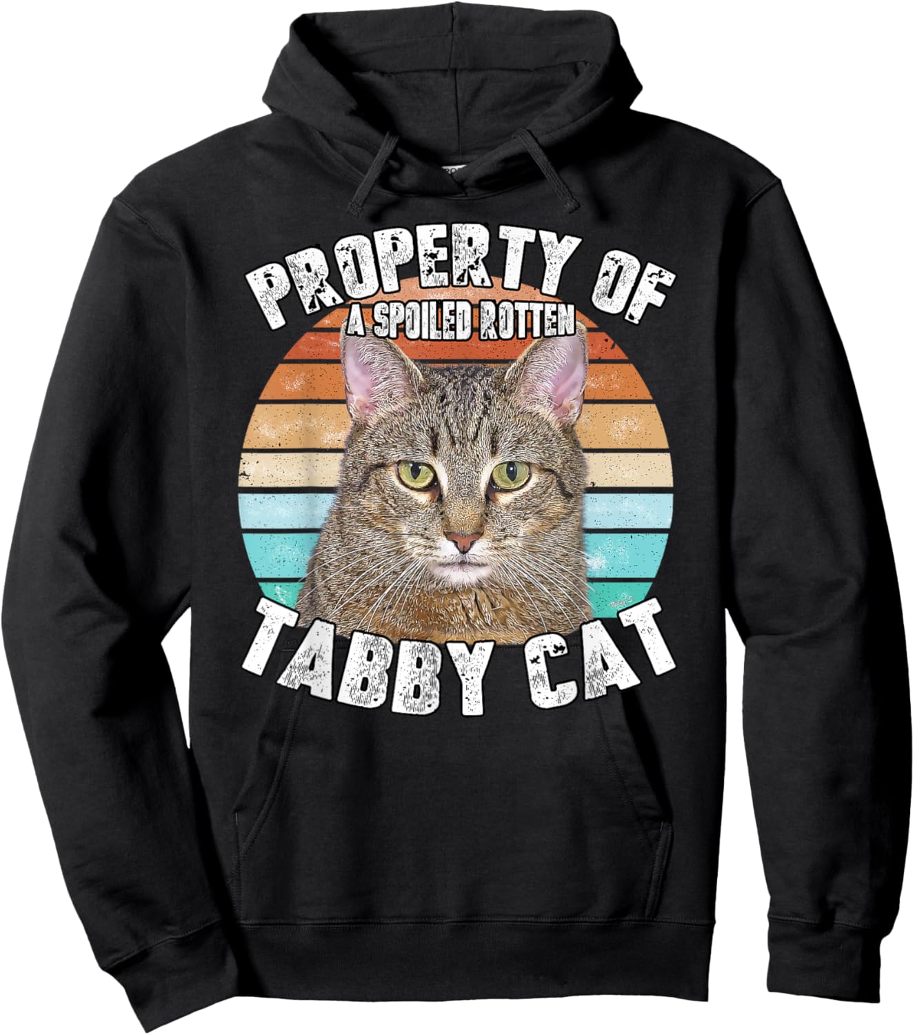 Cat Tabby Lover Vintage Eighties Style Cat Retro Gift Women Girls Kids Hoodie - Hoodie | Black