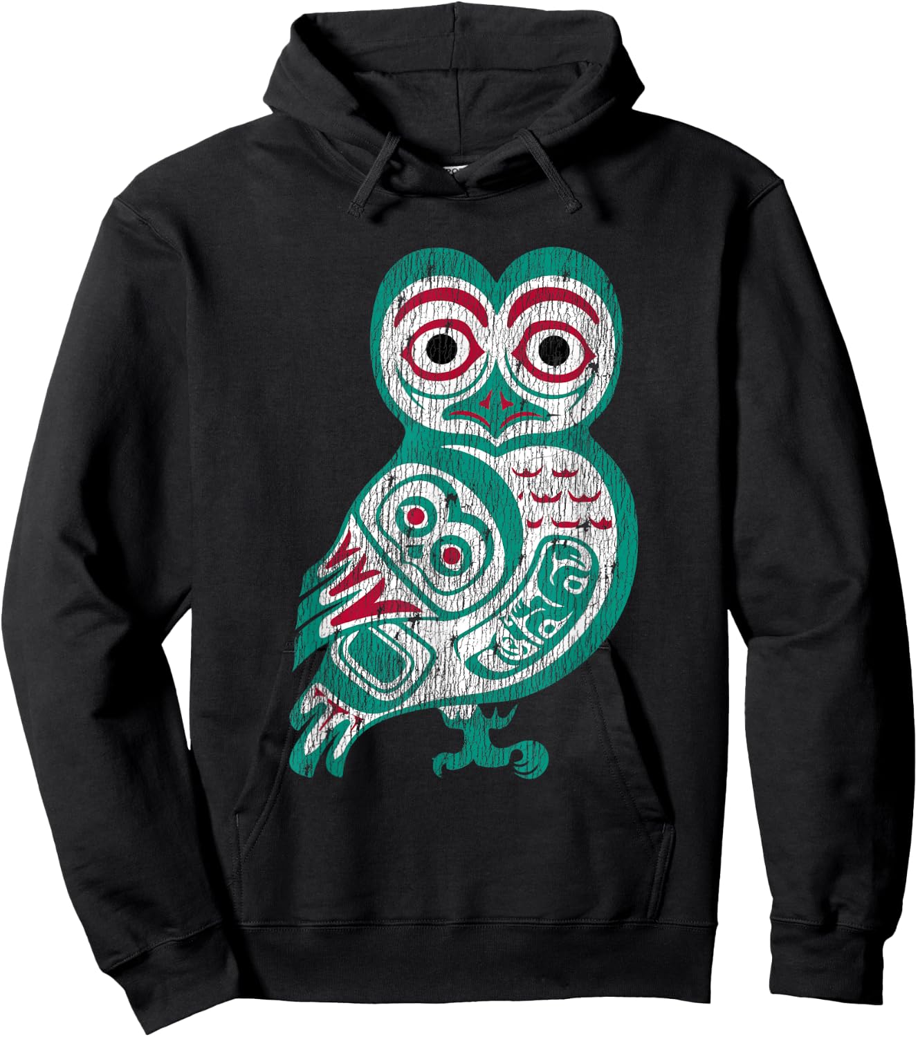 Haida art Native American Gift Owl Totem Hoodie - Hoodie | Black