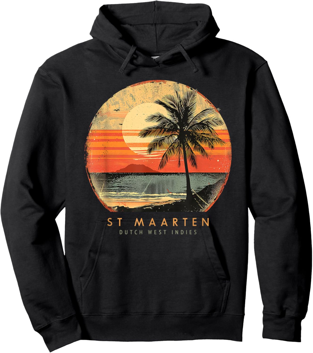 St. Maarten Caribbean Islands Palm Tree Vintage Beach Hoodie - Hoodie | Black
