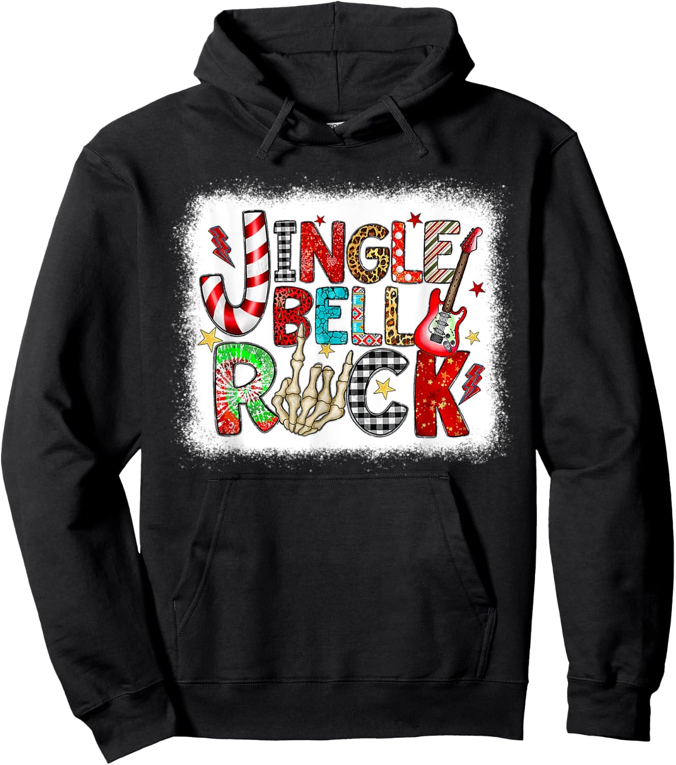 Retro Rock Holiday Christmas Jingle Bell Rock Leopard Outfit Hoodie - Hoodie | Black