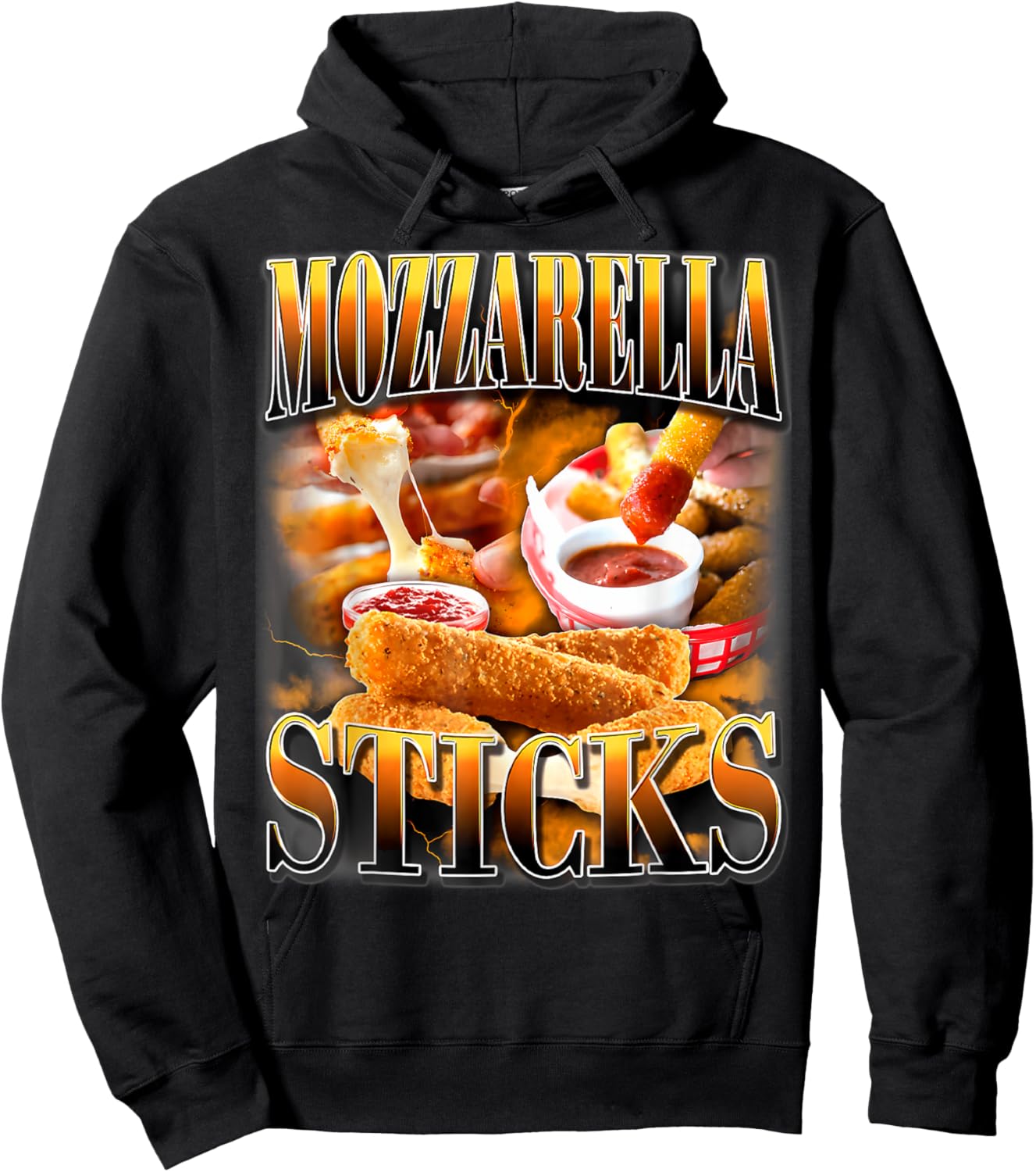 Mozzarella Cheese Sticks Bootleg Rap CD Aesthetic Funny Meme Hoodie - Hoodie | Black