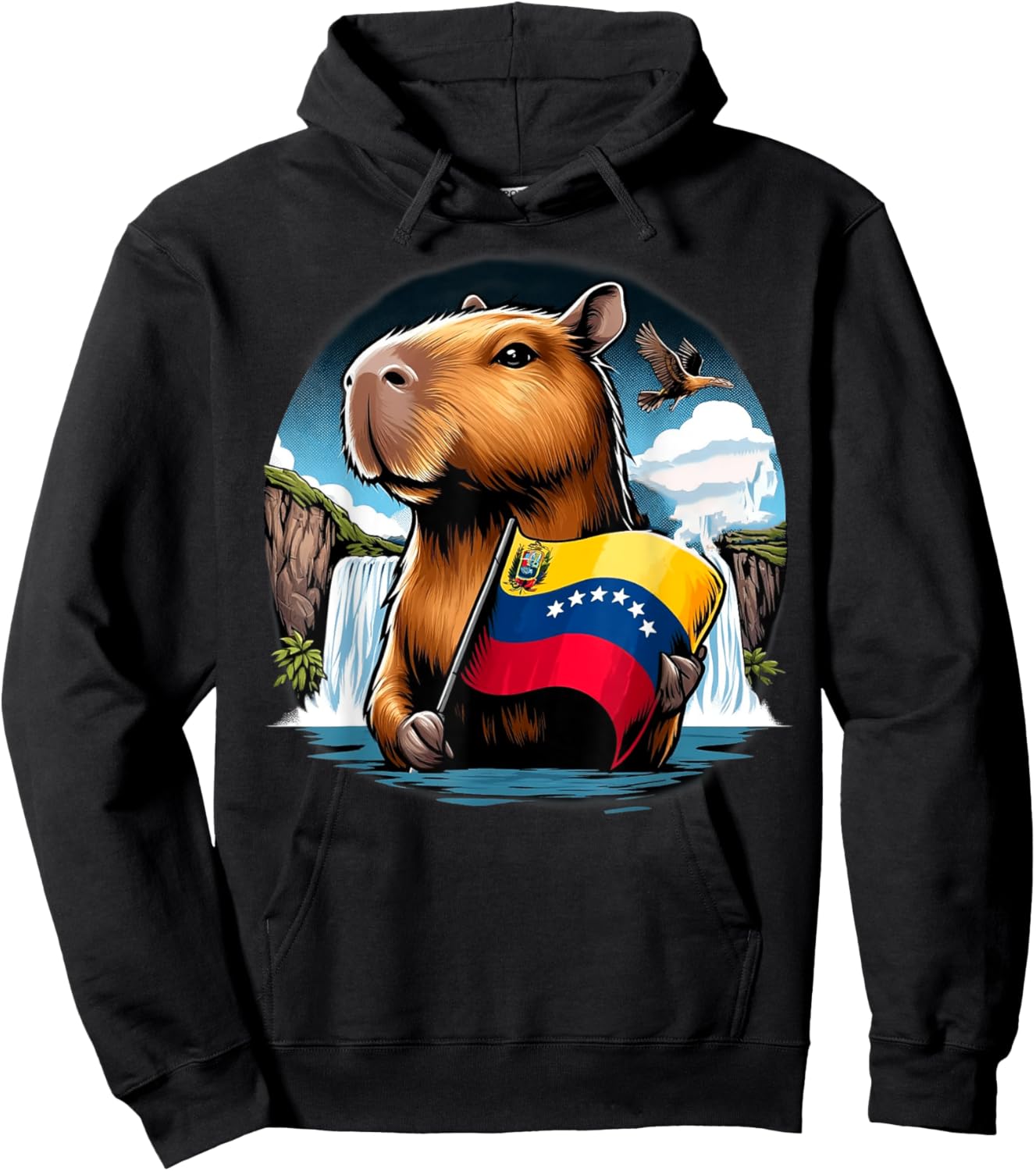 Capybara Venezuela Flag Animal Independence Show Outfit Hoodie - Hoodie | Black