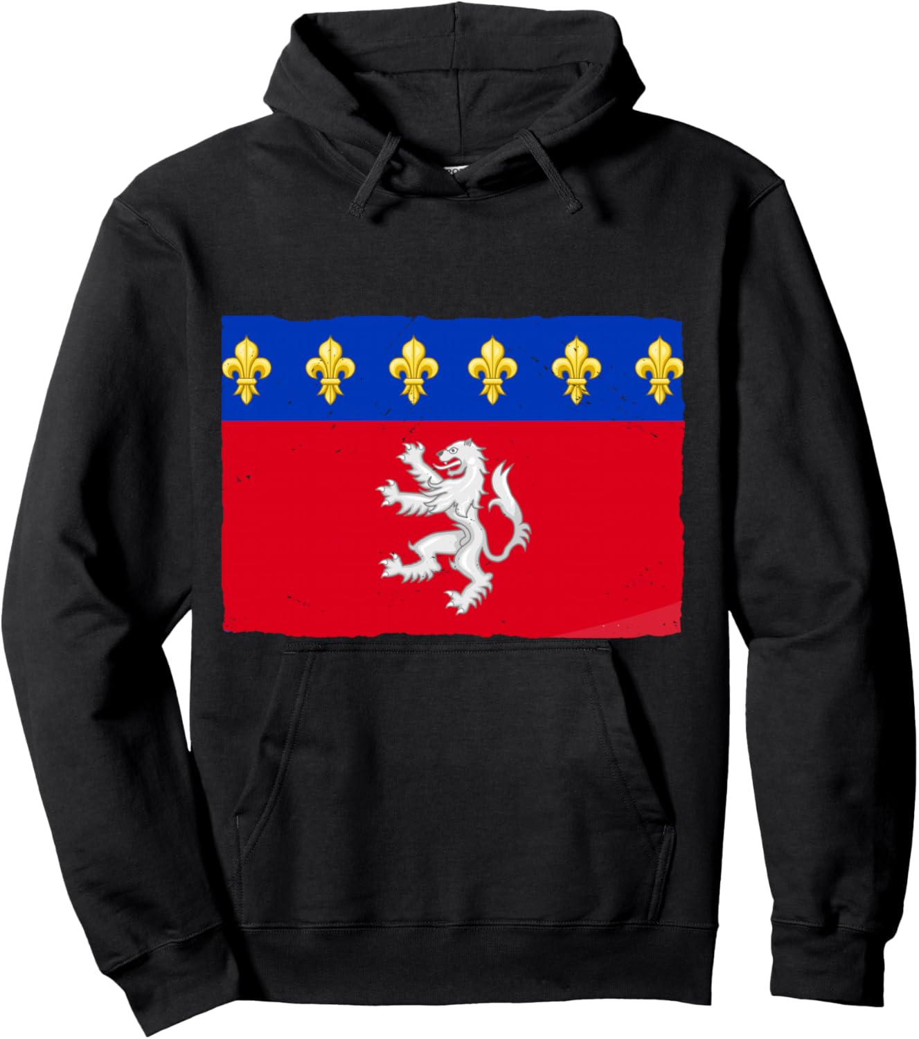 Vintage Lyon Flag Gift Lyon France Hoodie - Hoodie | Black