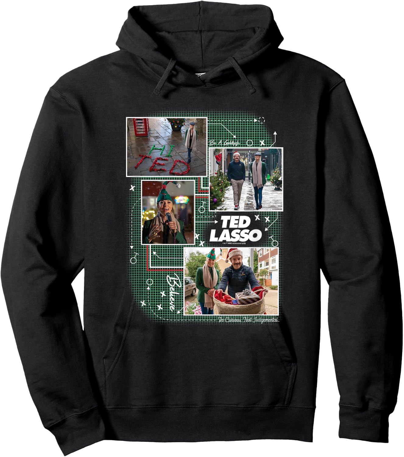 Ted Lasso -Adults Black Graphic , Small, Short Sleeve, Modern, Casual, Soccer, Holiday, Christmas Hoodie - Hoodie | Black