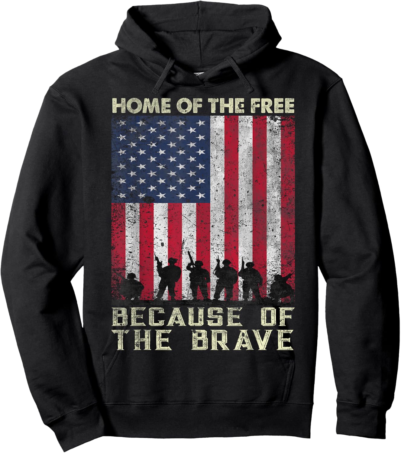 Home Of The Free Because Of The Brave American Flag Hoodie - Hoodie | Black