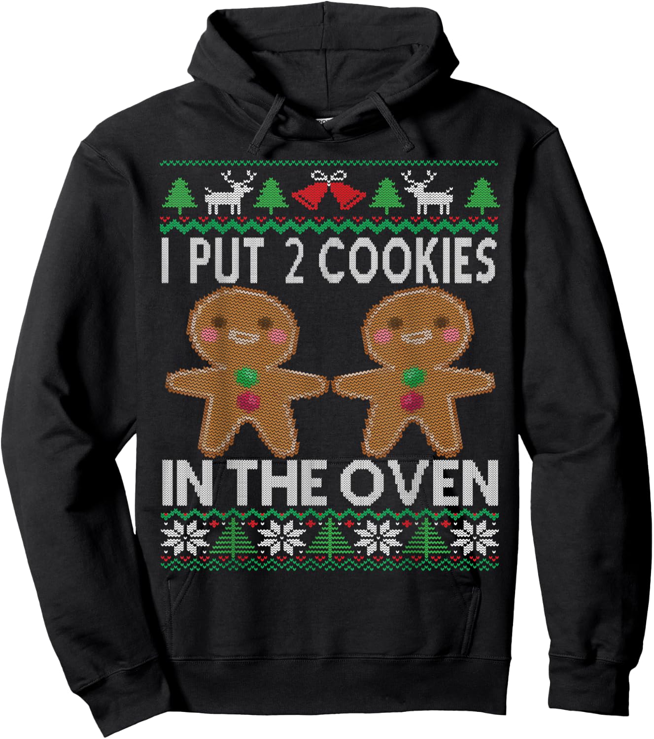 Twin Pregnancy Announcement Christmas Dad Hoodie - Hoodie | Black