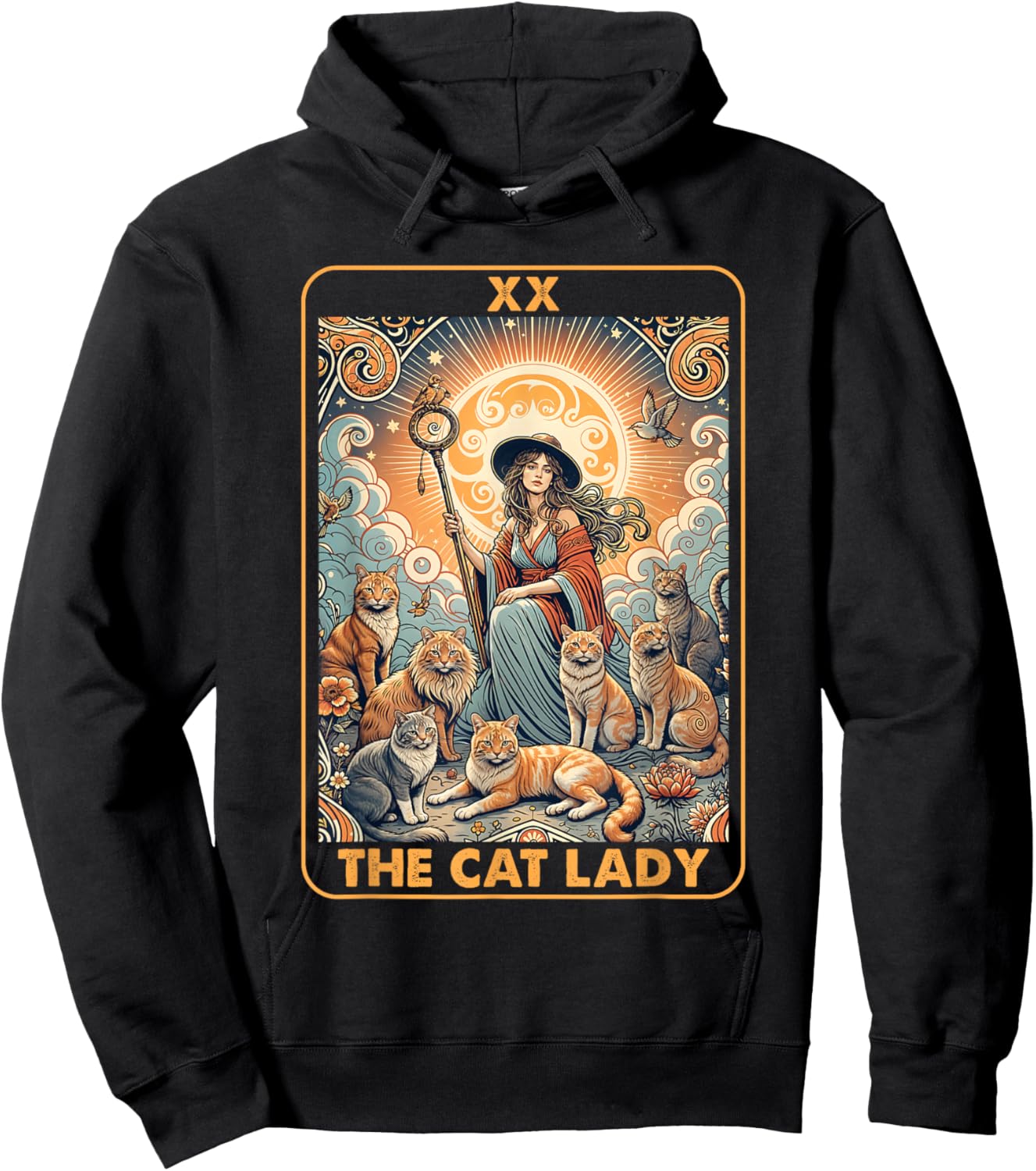 The Cat Lady Tarot Card Shirt Women Pet Kitten Cat Mom Mama Hoodie - Hoodie | Black