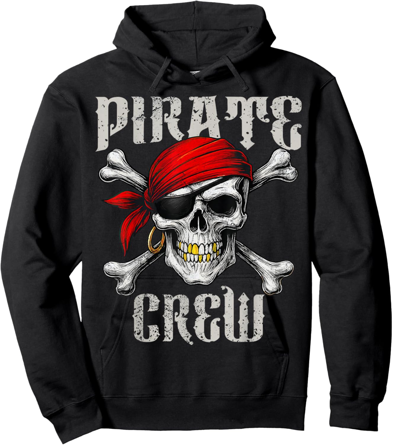 Pirate Crew Jolly Roger Flag & Skull Crossbones Halloween Hoodie - Hoodie | Black