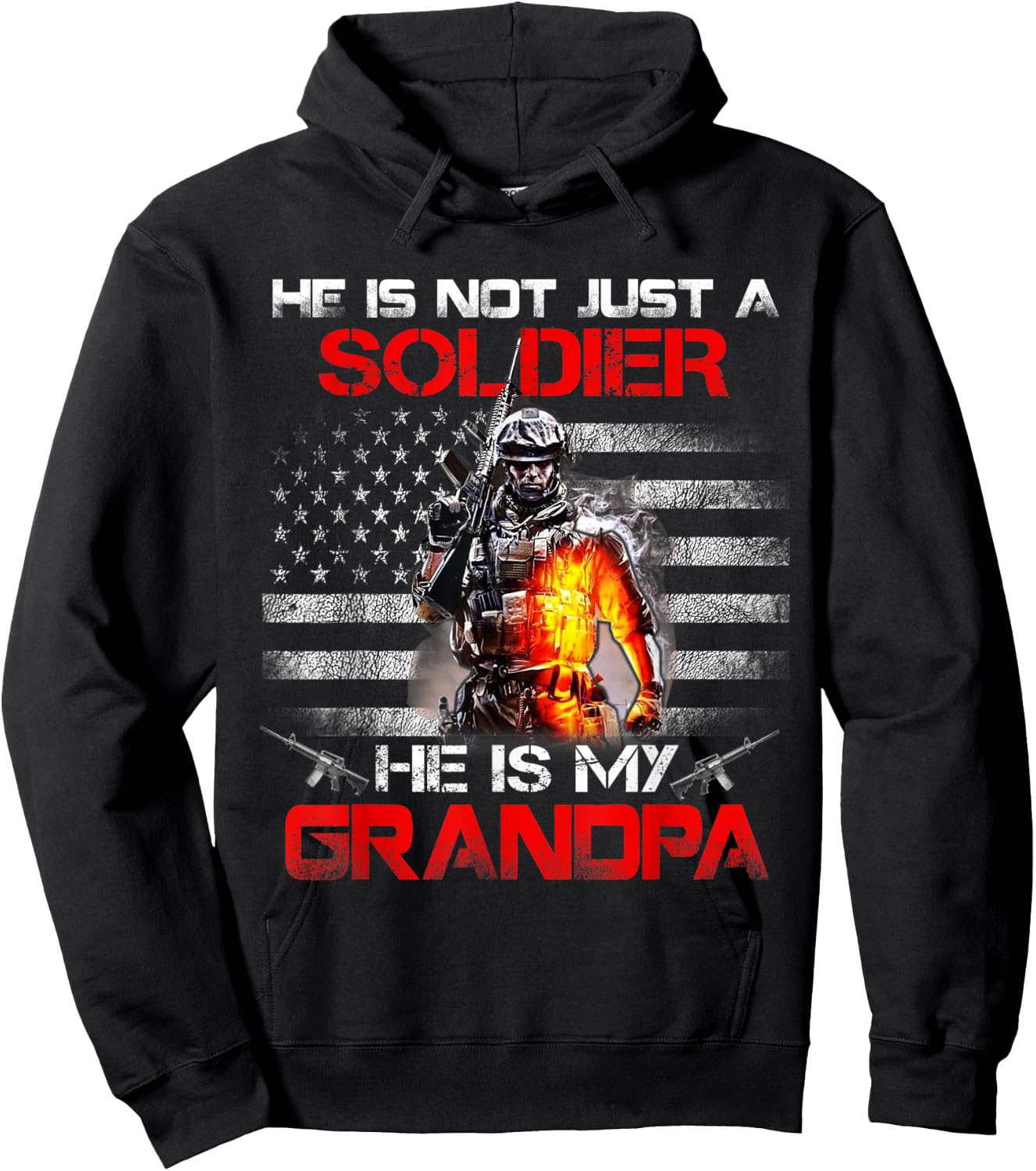 My Grandpa Is A Soldier Proud Army Grandson Granddaughter Hoodie - Hoodie | Black