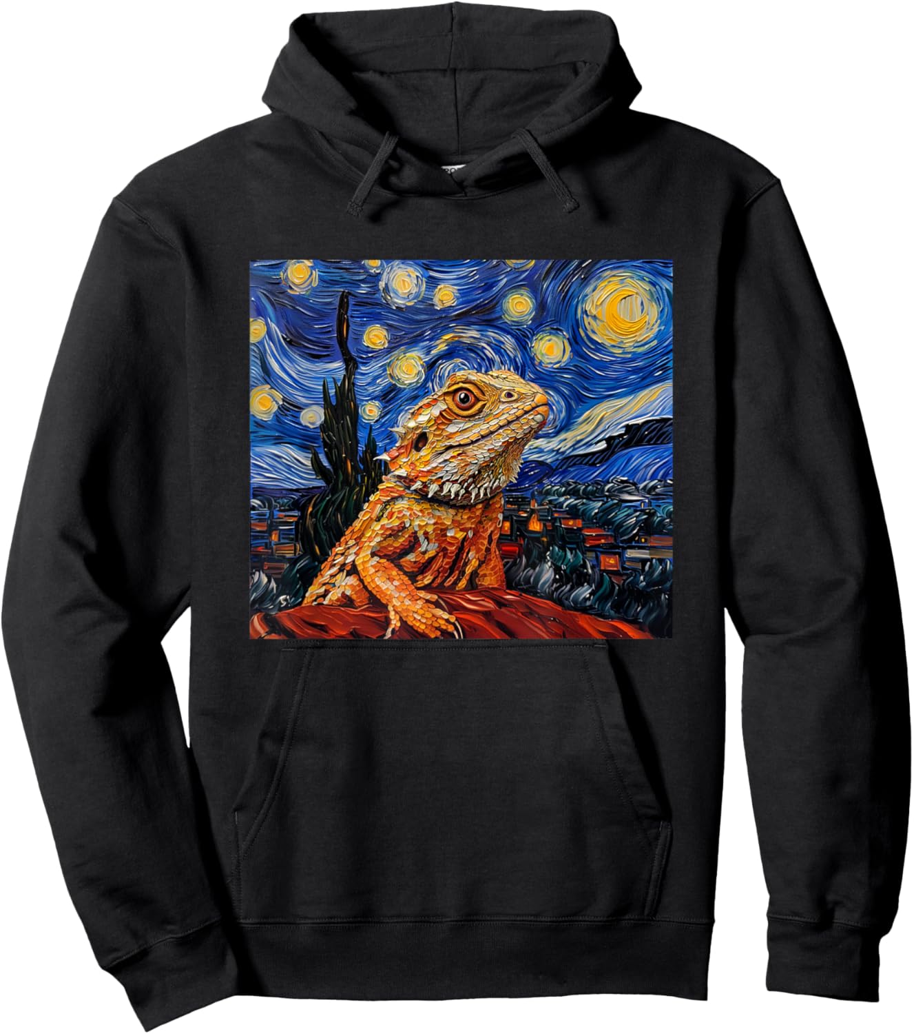 Tiny Dinosaur Beardie Starry Night Bearded Dragon Lover Hoodie - Hoodie | Black