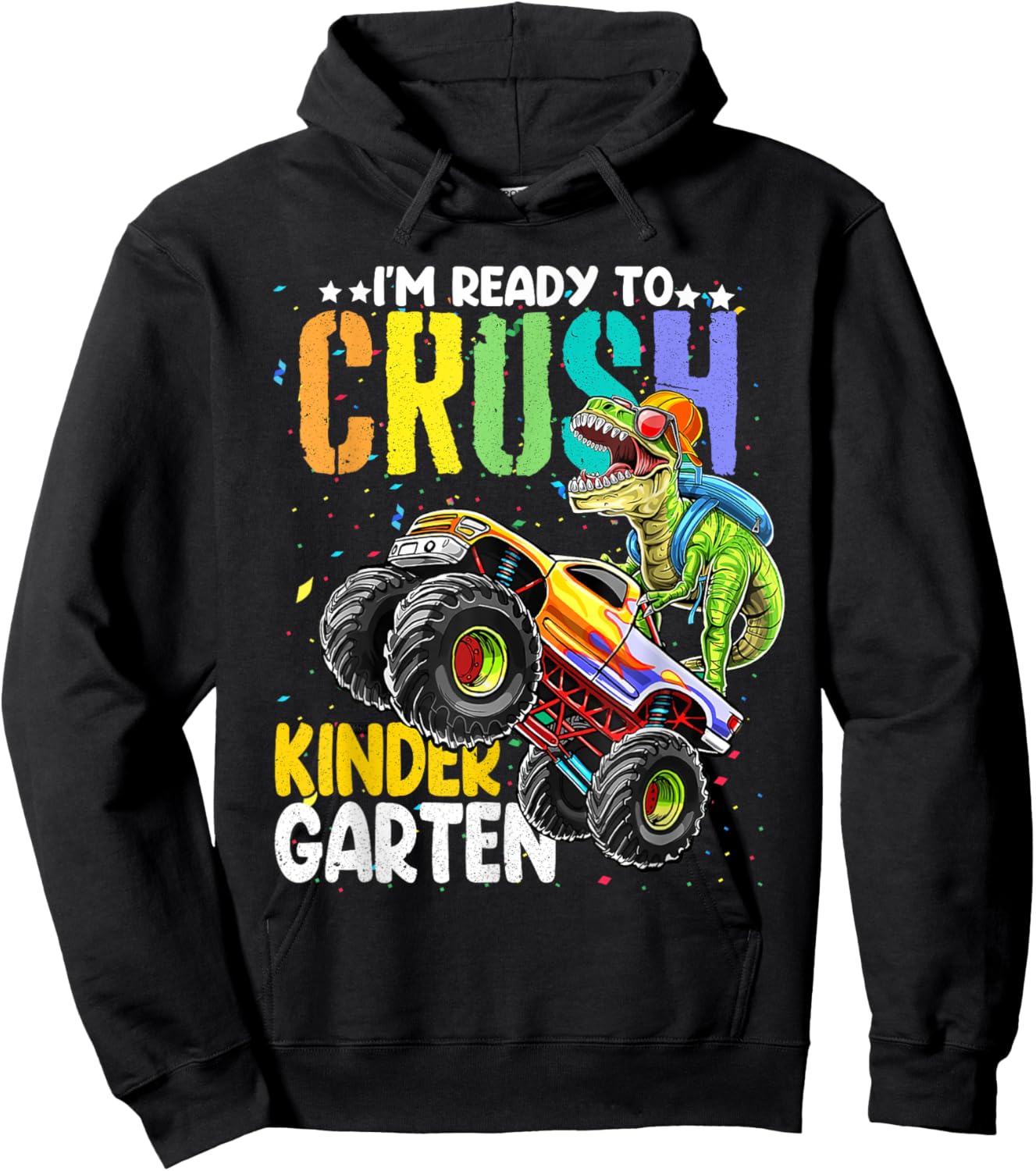 Back To School Boy Dinosaur I'm Ready To Crush Kindergarten Hoodie - Hoodie | Black