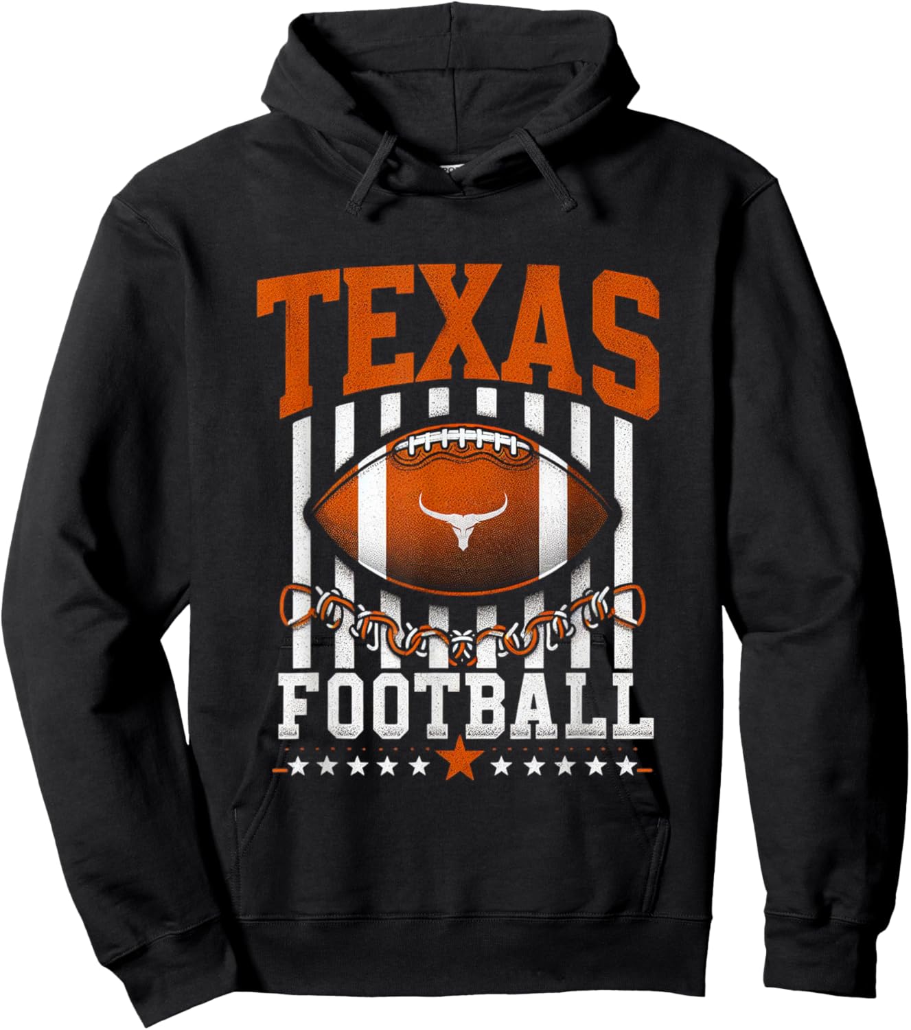 Texas Football Orange and White distressed graphic Hoodie - Hoodie | Black