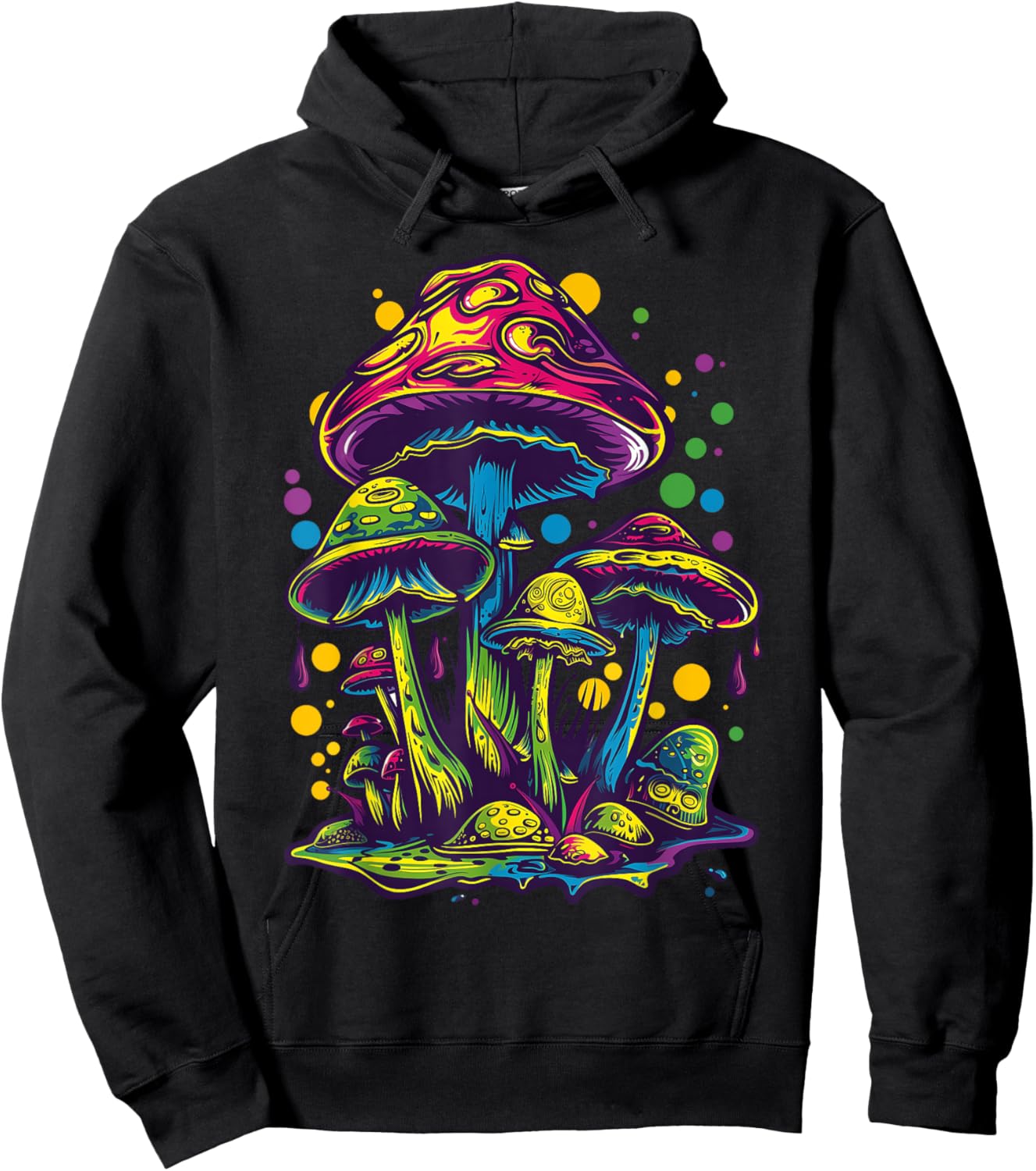 Magic Mushrooms Toadstools Fungi Psychedelic Festival Hoodie - Hoodie | Black
