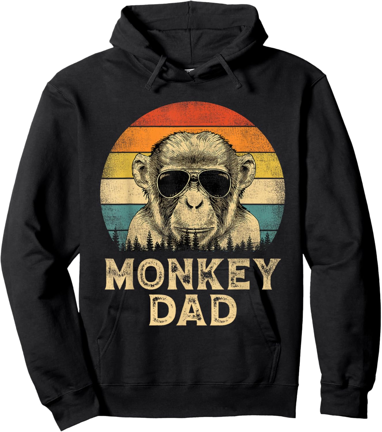 Vintage Monkey Dad Monkey Lovers Daddy Father's Day Hoodie - Hoodie | Black