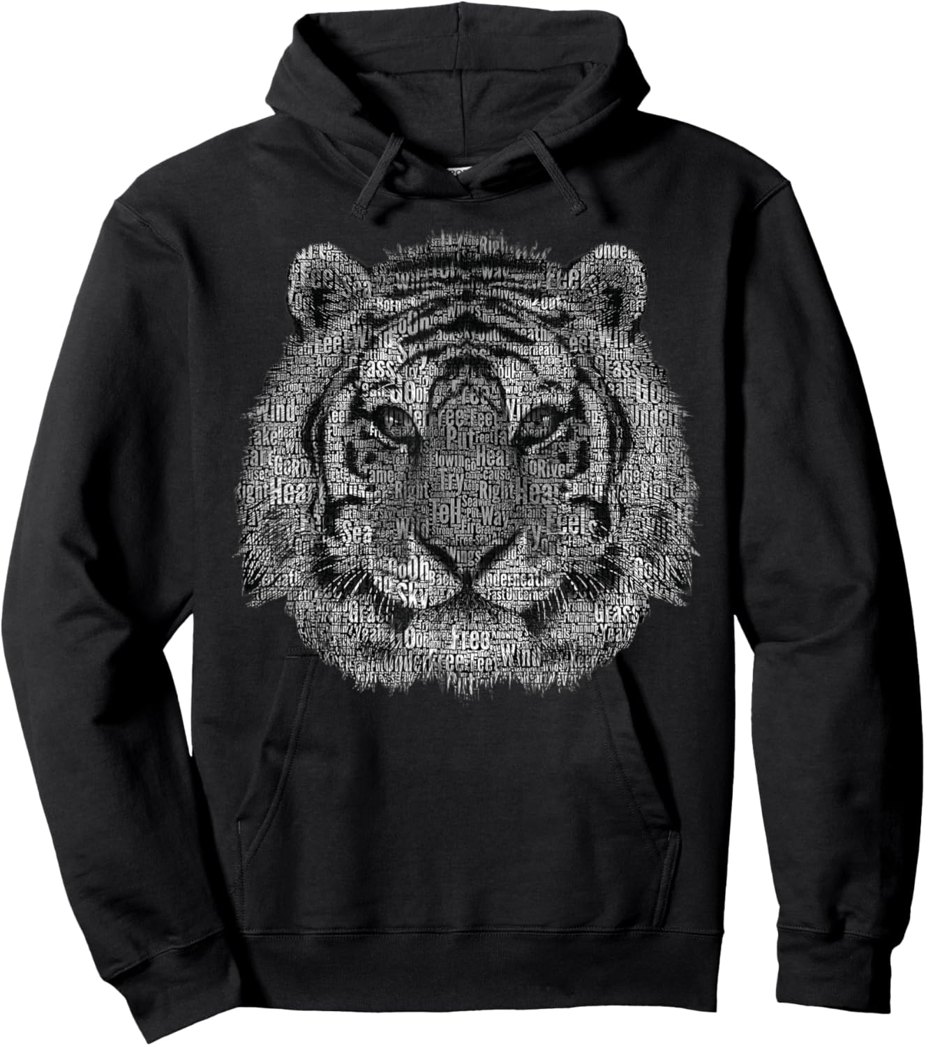 text word tiger head art face for lover Wild Tigers animal Hoodie - Hoodie | Black