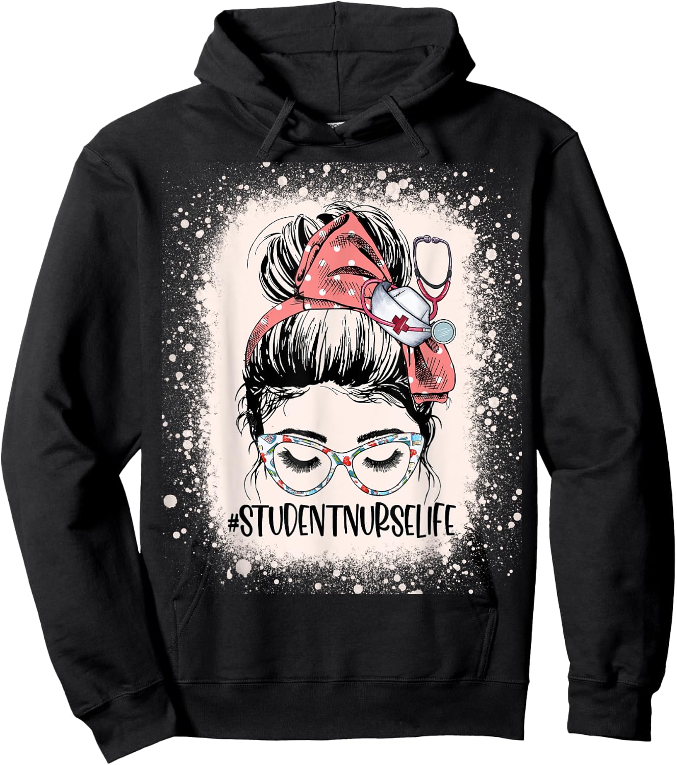 Funny Messy Bun School Student Nurse Life Future Nurse Hoodie - Hoodie | Black