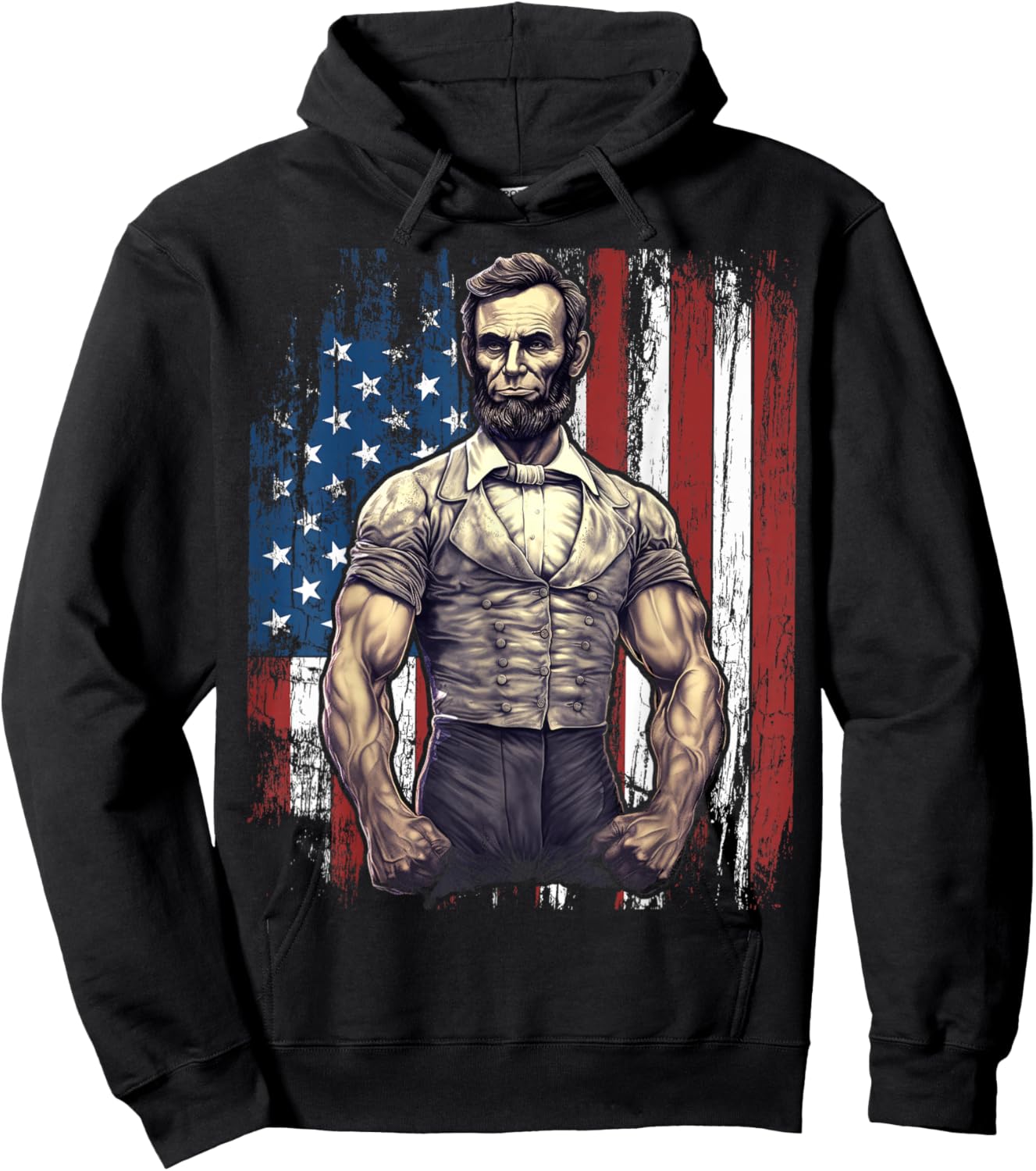 4th of July Patriotic Funny Abraham Lincoln Graphic July 4th Hoodie - Hoodie | Black