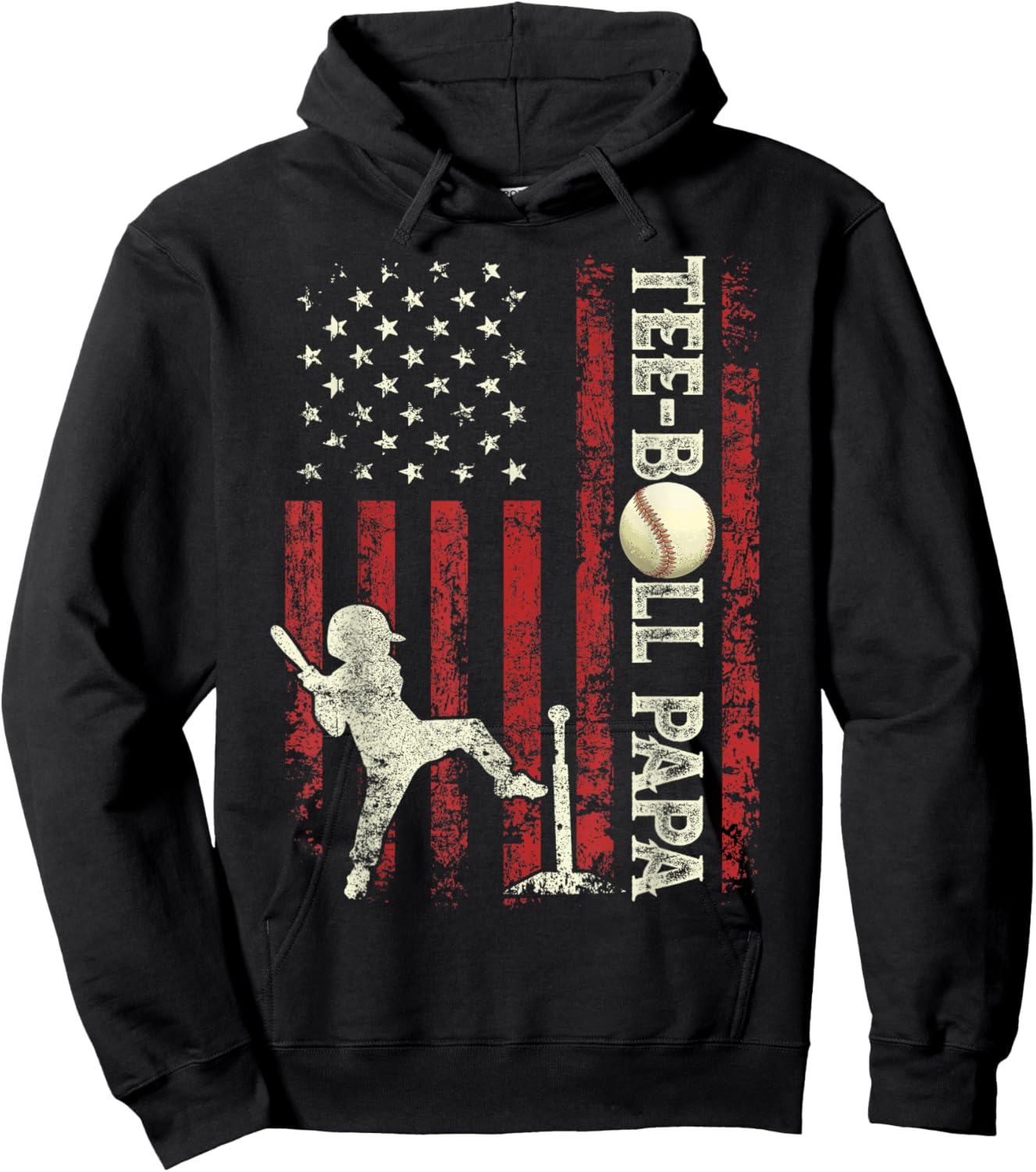 Ball Papa US Flag Gifts Dad Men Patriotic Fathers Day Hoodie - Hoodie | Black