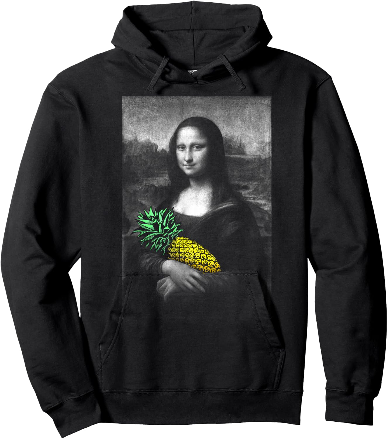 Mona Lisa with Pineapple Funny Mashup Hoodie - Hoodie | Black
